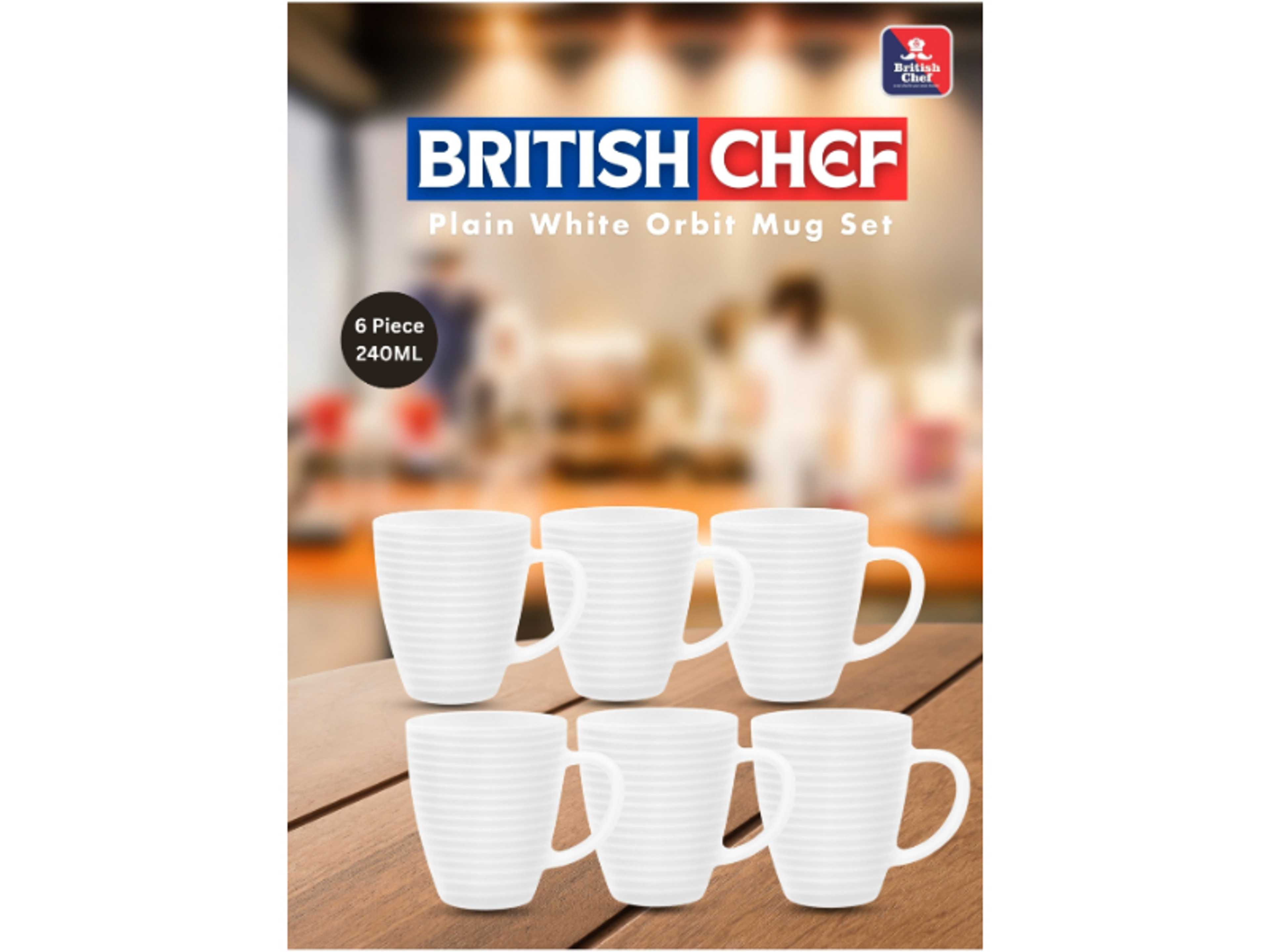 Orbit 6 Piece Plain White  Tea & Coffee Mug Set 240ML |  Microwave & Dishwasher Safe | Freeze Resistant - Product Main Image