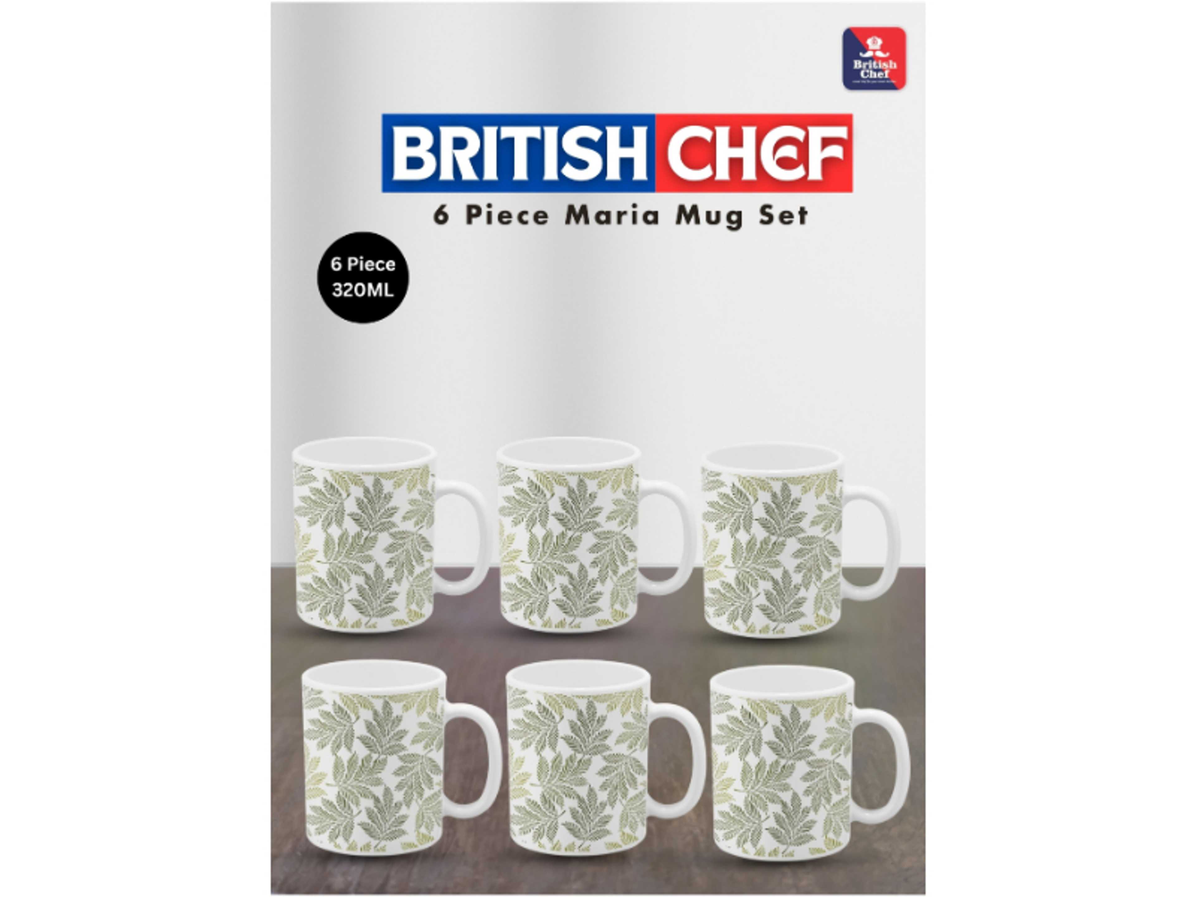 Maria 6 Piece Opalware Plano  Tea & Coffee Mug Set 320ML |  Microwave & Dishwasher Safe | Freeze Resistant - Product Main Image