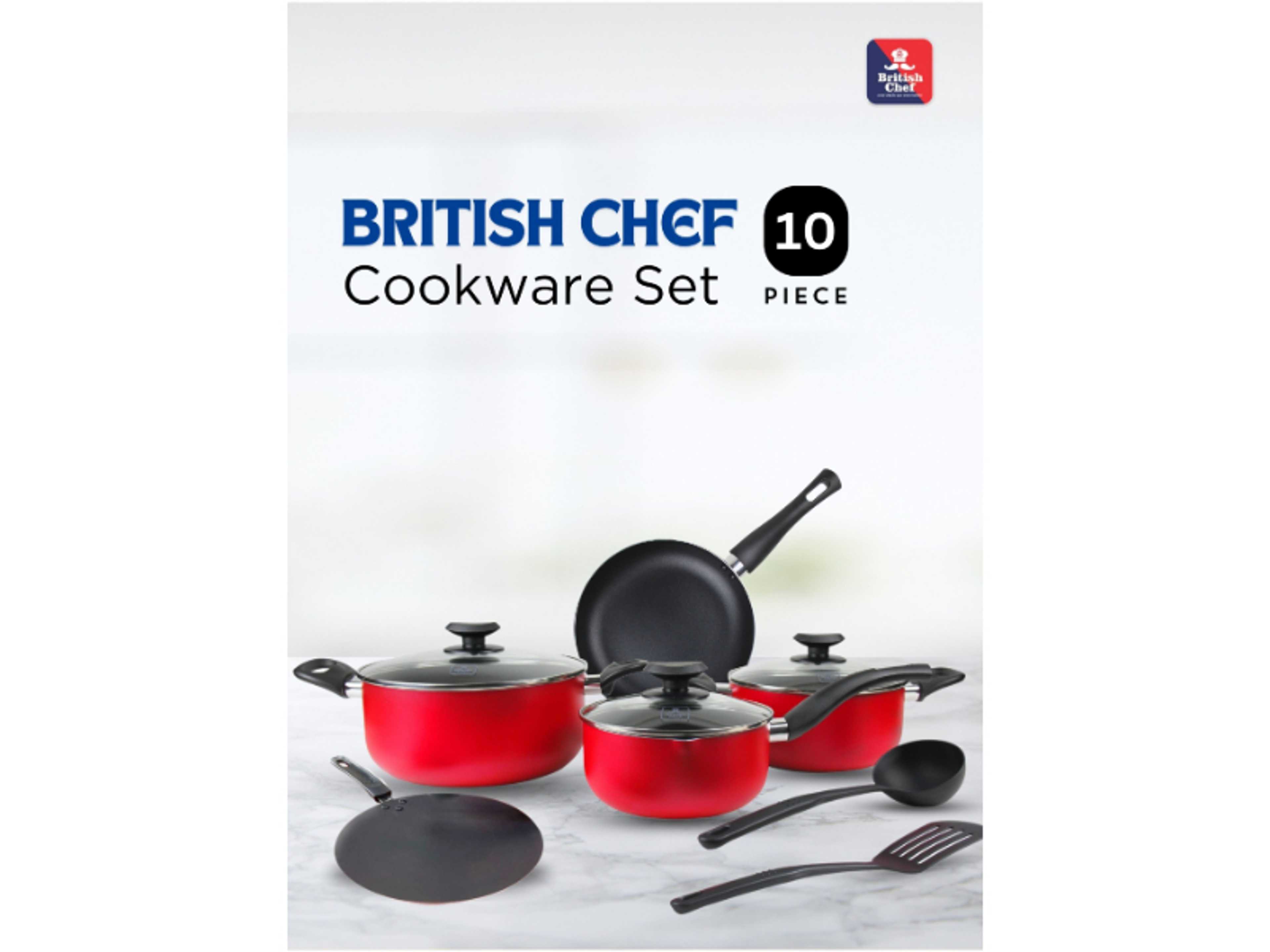 10 Piece Nonstick Cookware Set, Nonstick Coating For Cooking, Casserole With Lid, Frying Pan, Saucepan, Tawa Kitchen Tools - Product Main Image
