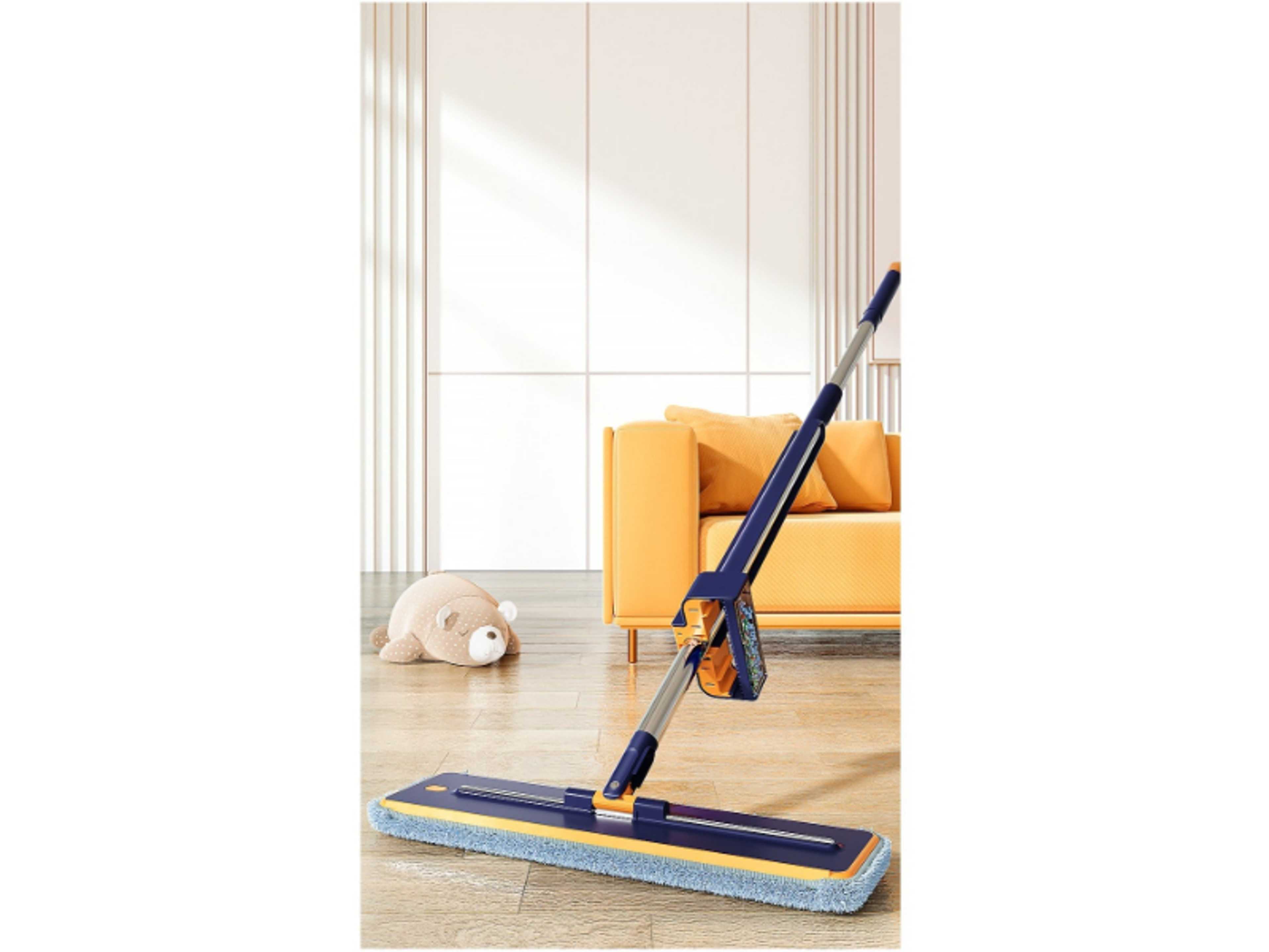 Hands Free Flat Mop | Microfiber Cloth With Self Squeezing Water |  Wet & Dry | Washable Pads | 360° Rotating Mop | All Kinds Of Floor Cleaning - 42 cm DARK BLUE CP615 - Product Main Image