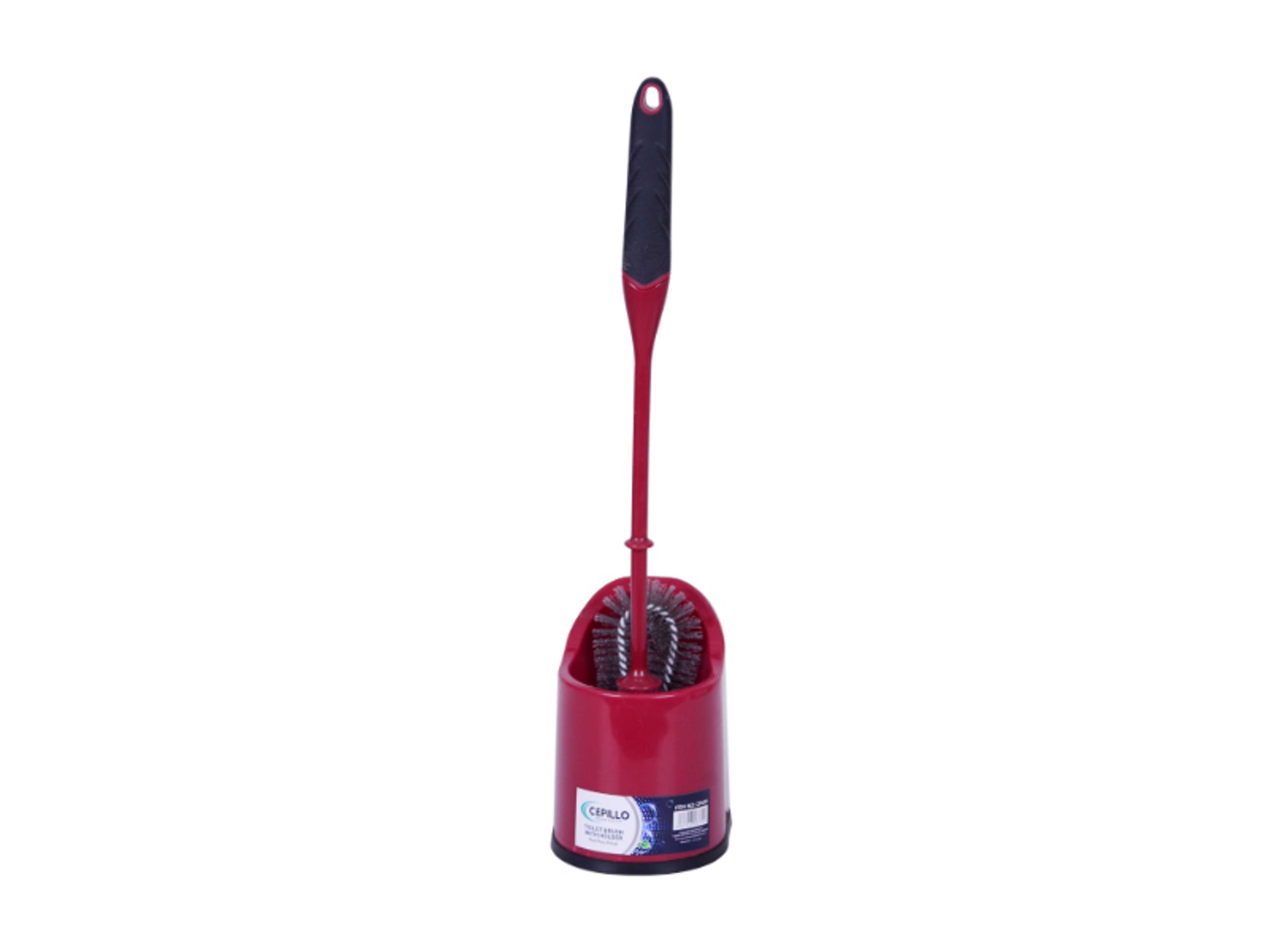 CEPILLO Toilet brush with holder set | Compact Round Design | Clears Clogged Toilets and drains | Ideal for Home & Office Use - Red/Black CP619 - Product Main Image