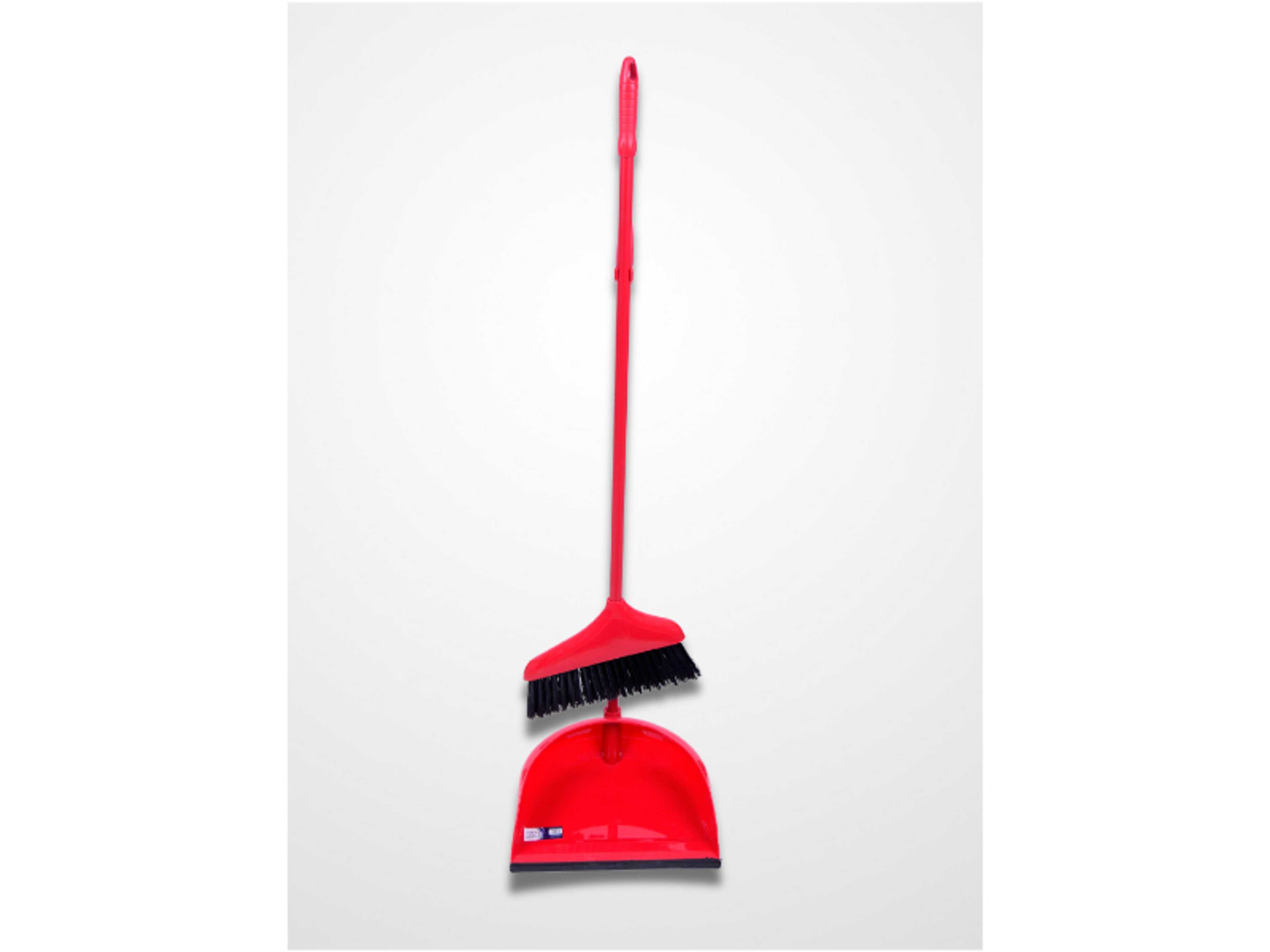 Long Handle Dustpan and Broom/Brush set for home, Upright Self-Cleaning with Dustpan Teeth for Sweeping Room, Kitchen, Office Lobby Indoor Floor - Product Main Image