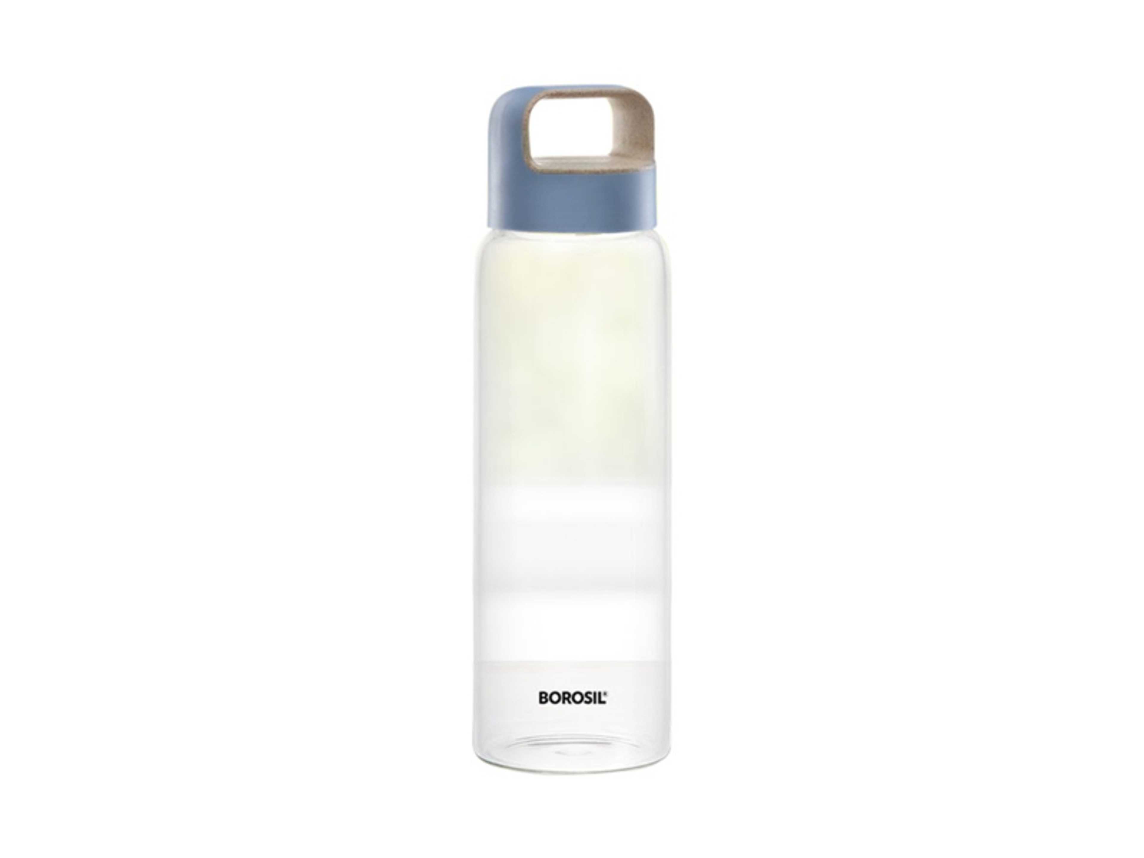 Wide Mouth Glass Water Bottle With Lid Clear/Blue - Product Main Image