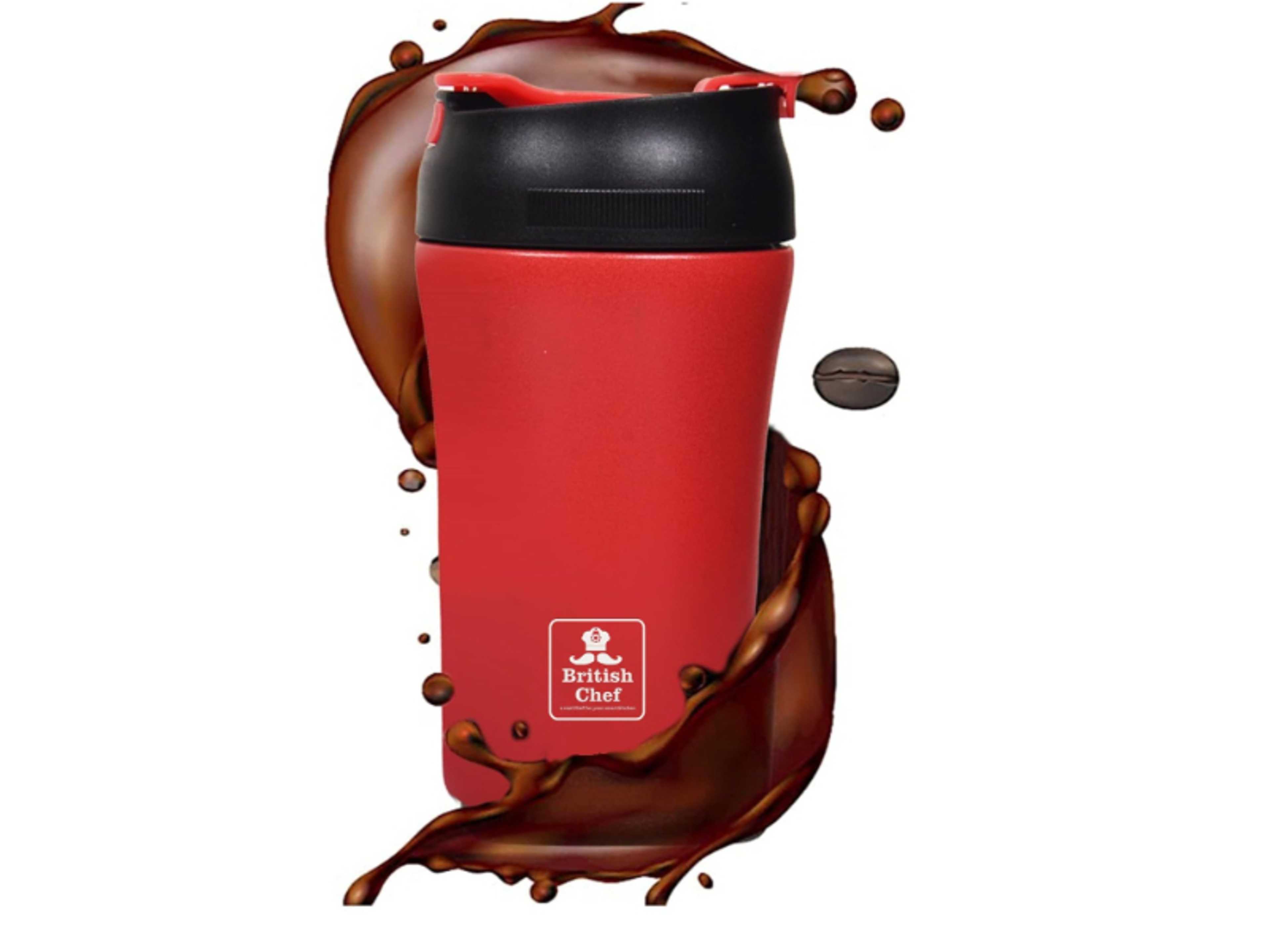 Coffee Cup 510ML Stainless Steel Cup | Leakproof Insulated Thermal Coffee Cup | Straw & Lid Function Cup | Hiking/Travelling/Camping | Best for Ice Drinks & Hot Beverages-RED - Product Main Image