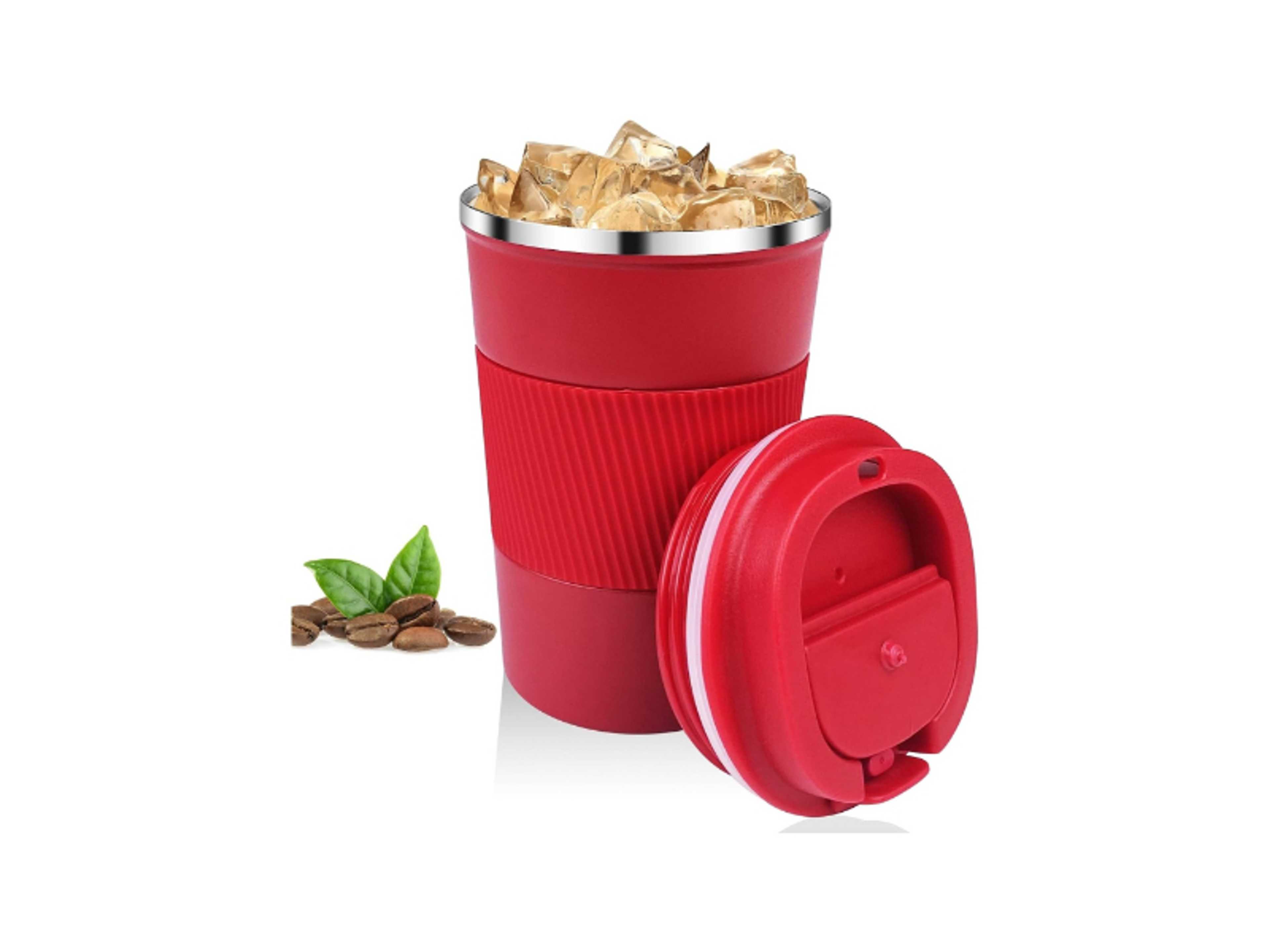 Coffee Cup 510ML Stainless Steel Cup Leakproof Insulated Thermal Coffee Cup Hiking Travelling Camping Best for Ice Drinks And Hot Beverages-RED - Product Main Image