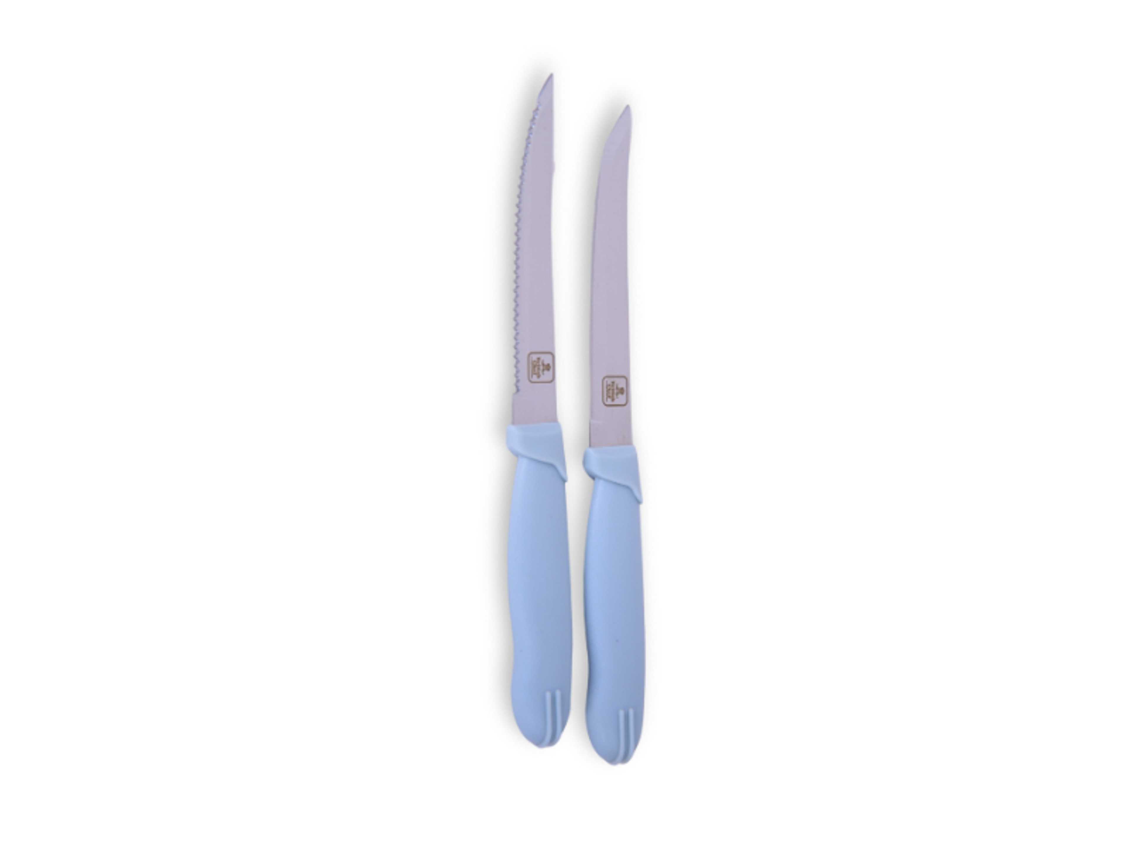 2 Piece Kitchen Knives Set with Silicon Handle, Sharp Stainless Steel Blades, Light Blue Handles-BC336 - Product Main Image