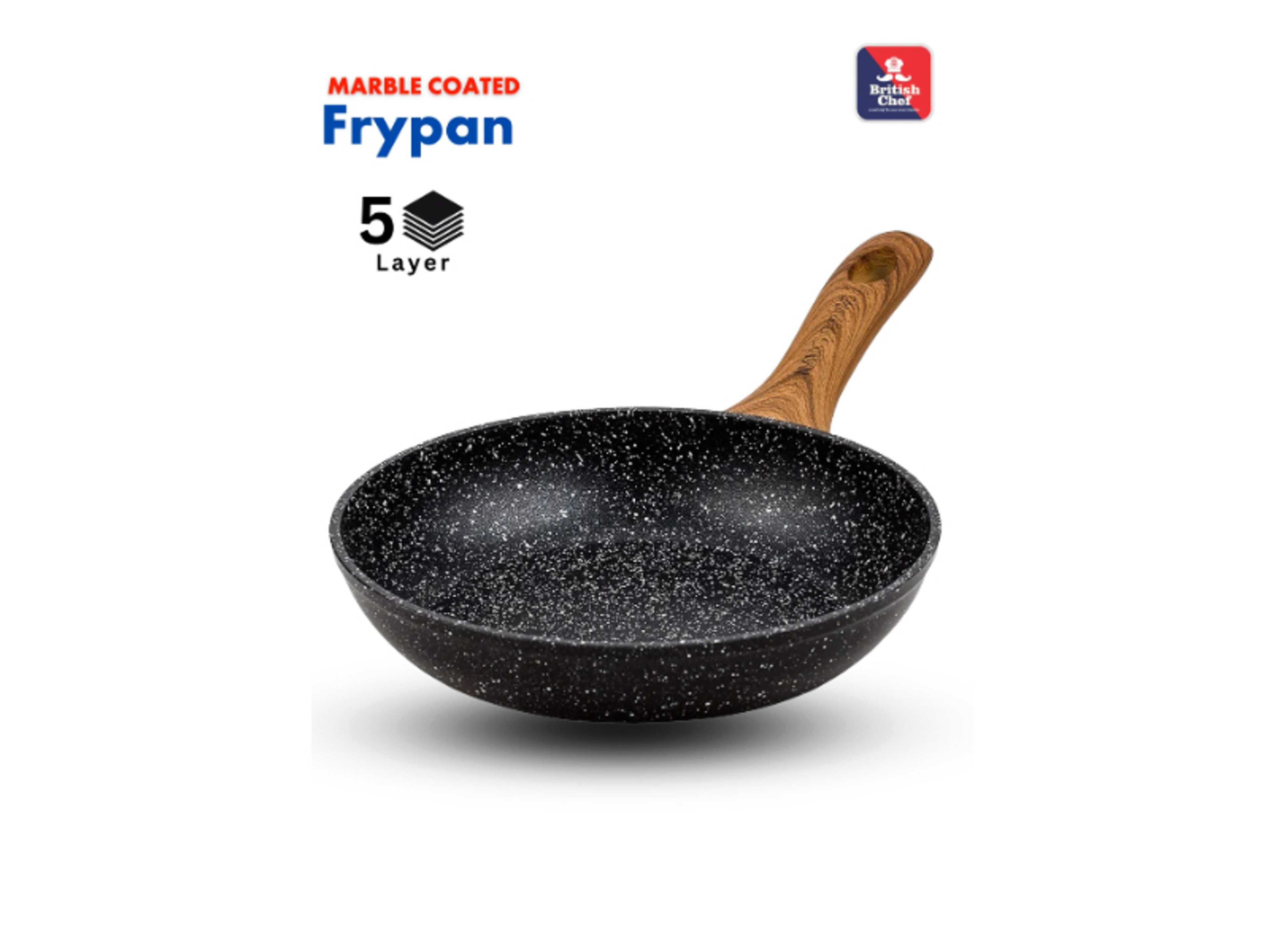 22cm Marble Coated Frypan | 5-Layer Nonstick Surface | Durable Forged Construction | Easy-Clean & Scratch-Resistant Cookware - Product Main Image