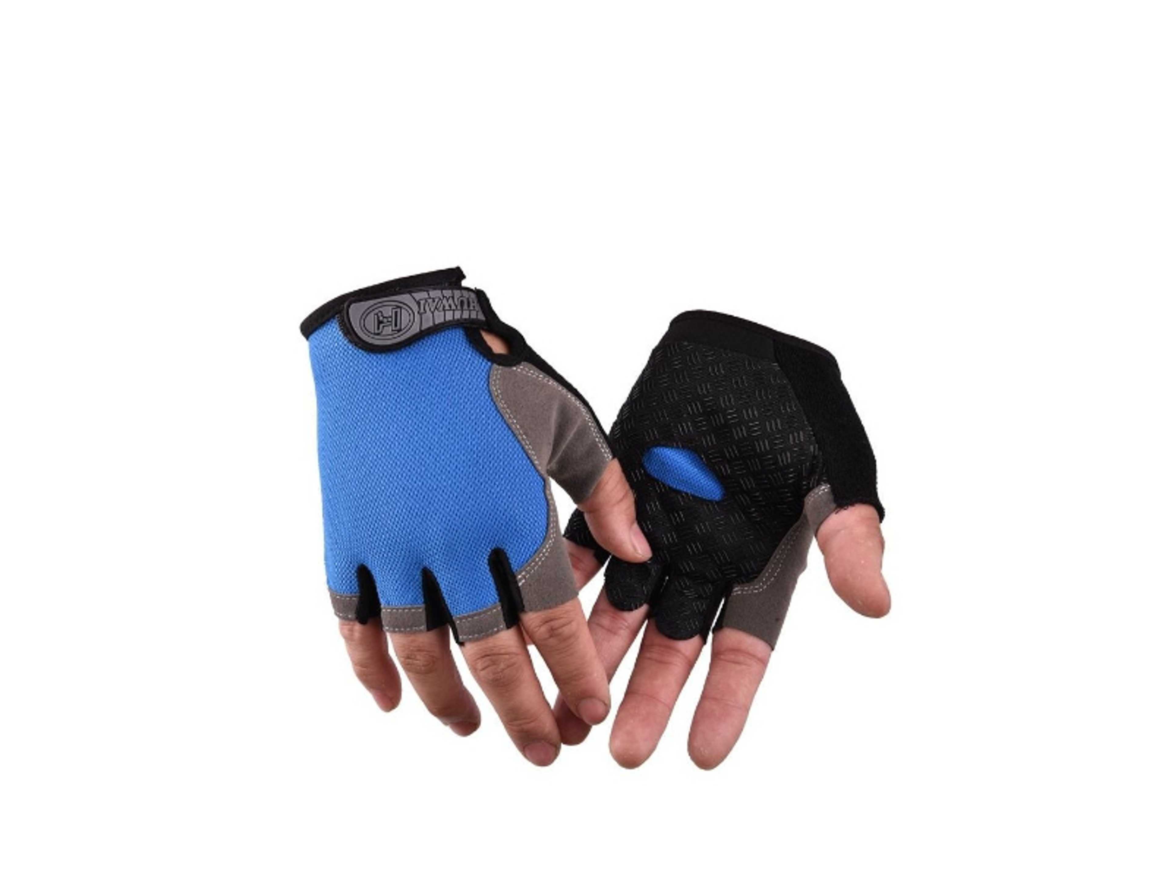Pair Half Finger Bicycle Cycling Gloves High Elasticity Breathable Mesh Anti-slip MTB Bike Gloves Outdoor Sports Cycling Gloves- XL, Blue/Grey - Product Main Image