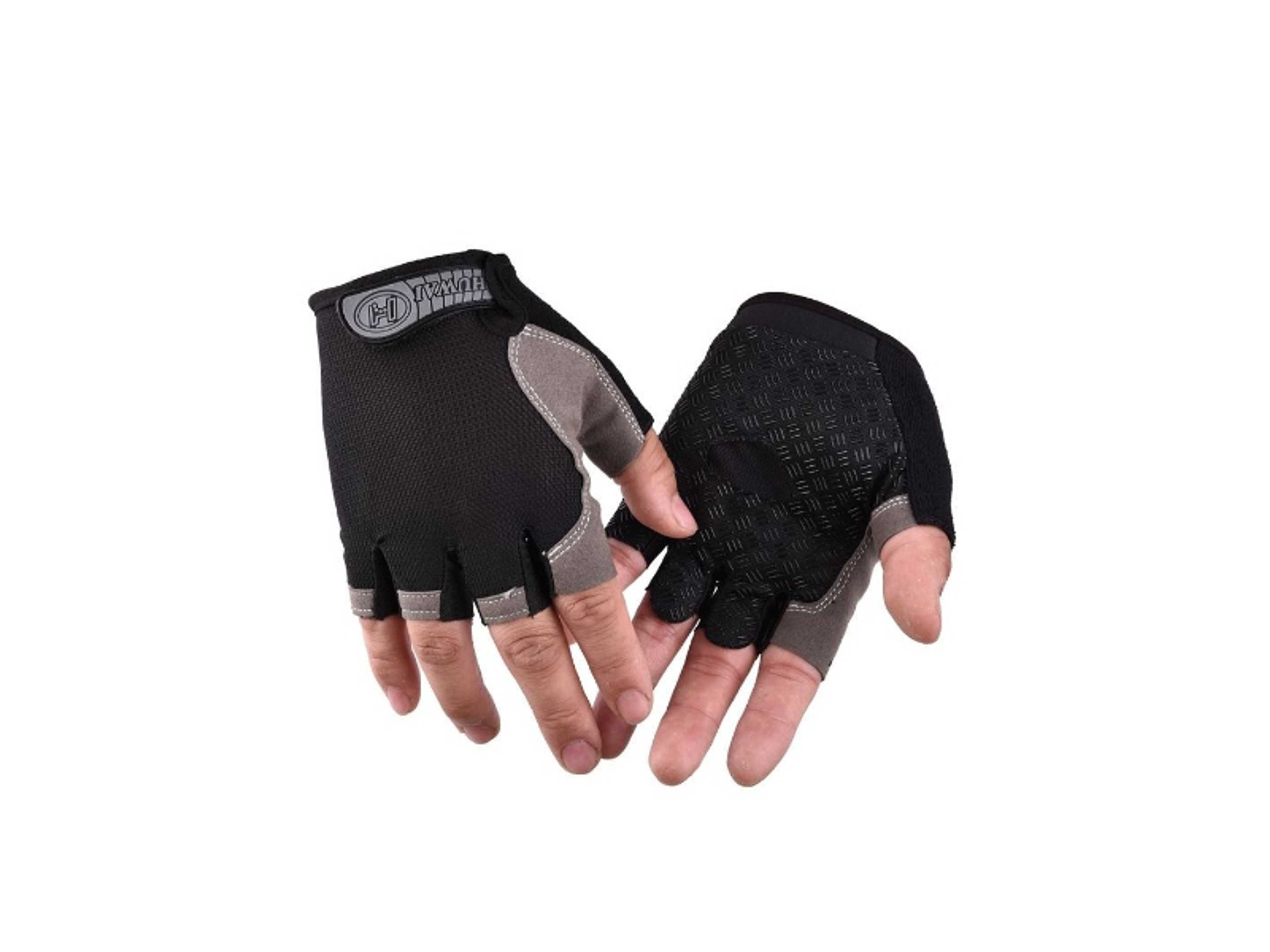 Pair Half Finger Bicycle Cycling Gloves High Elasticity Breathable Mesh Anti-slip MTB Bike Gloves Outdoor Sports Cycling Gloves-M, Black/Grey - Product Main Image