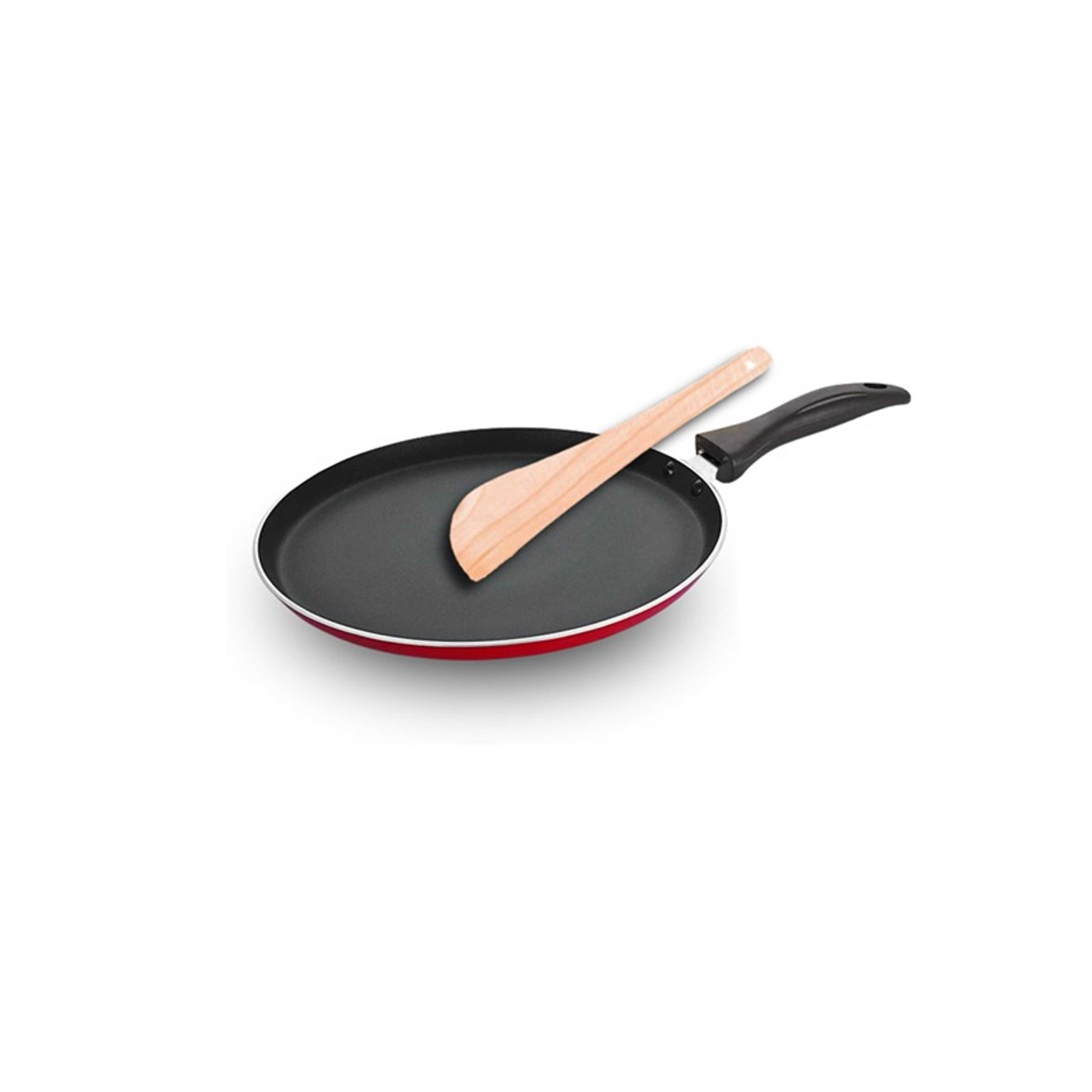 Nonstick Tawa 26cm With Wooden Spatula Insulated Handle with Premium Grip | Easy Rotation & Seamless Handling - Product Main Image