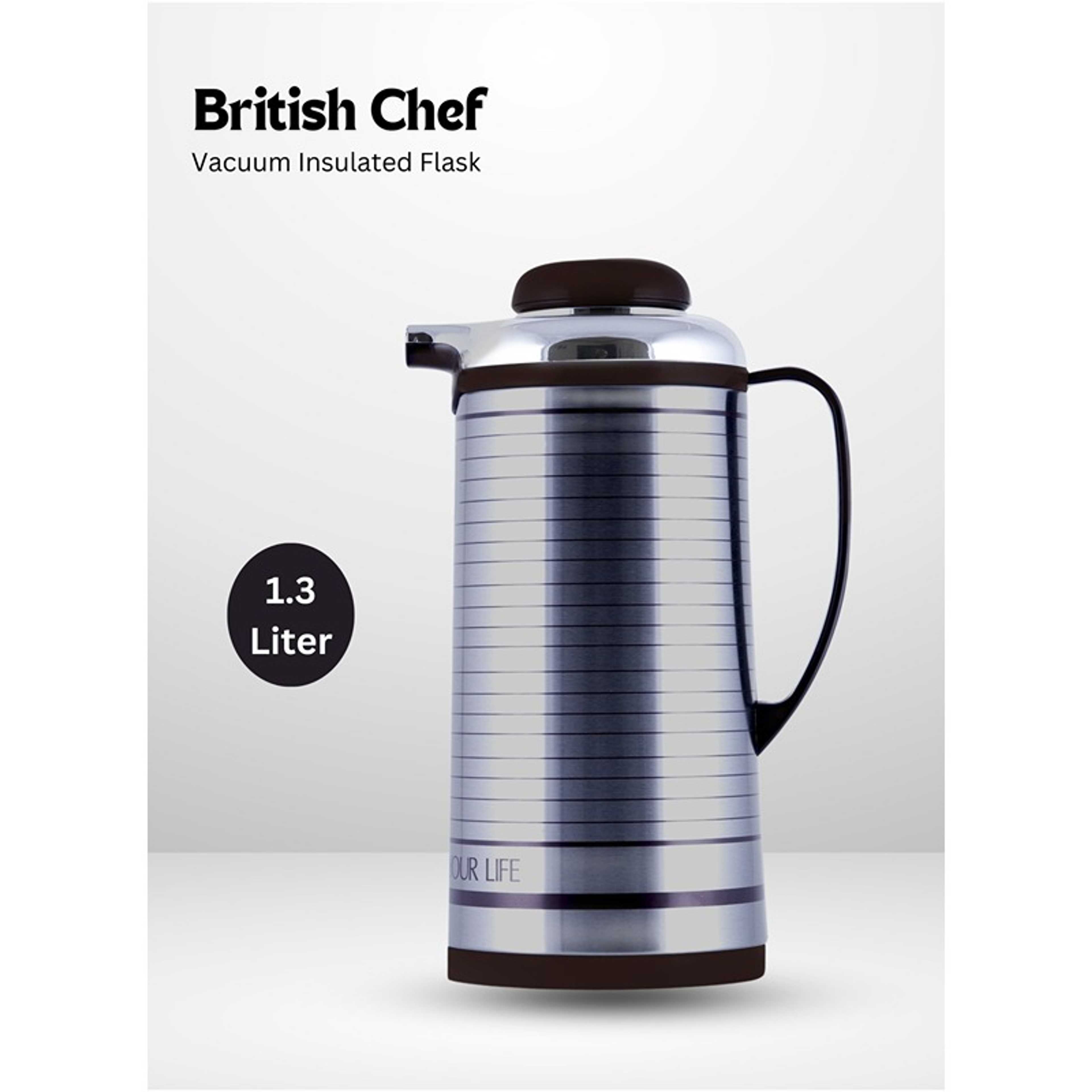 1.3LTR Vacuum Insulated Flask For Keeping Hot Cold Long Hour Heat Cold Retention, Double Walled Glass Vacuum, Ideal for Social Events - Product Main Image