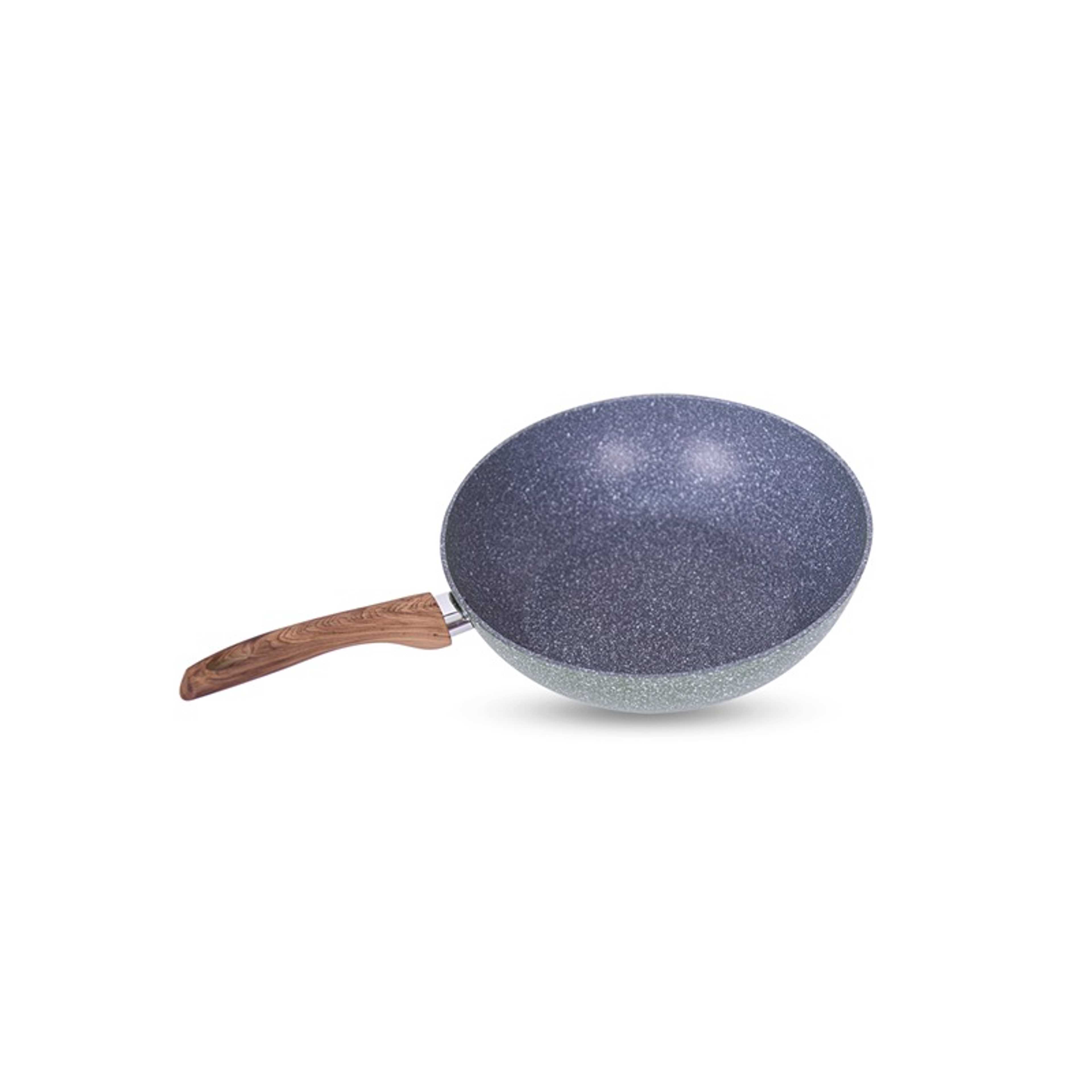 Marble Coated Wokpan Non-stick 5Layer Coating with 3mm Thick & Induction Bottom- Marble Effect Colour - Product Main Image