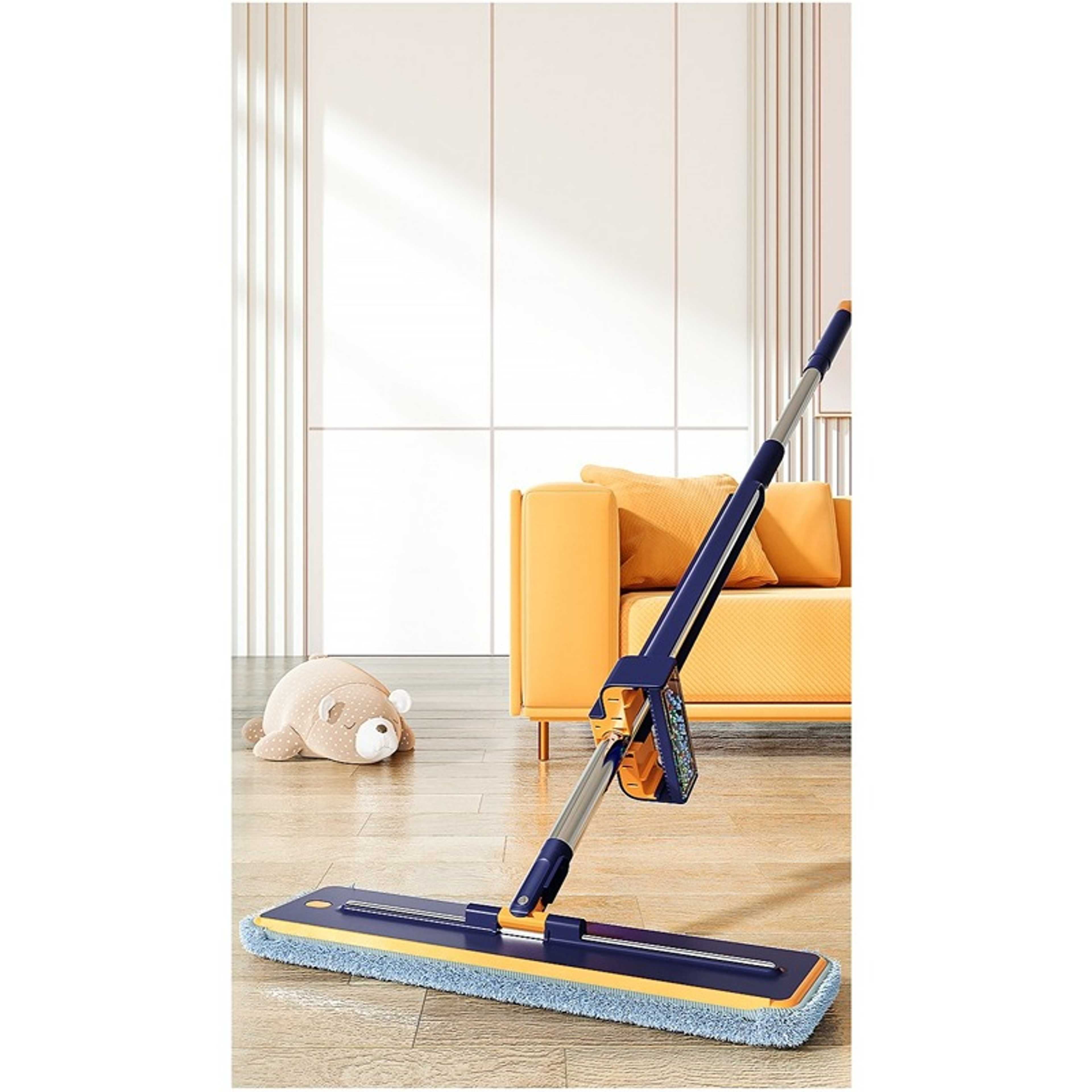 Hands Free Flat Mop | Microfiber Cloth With Self Squeezing Water |  Wet & Dry | Washable Pads | 360° Rotating Mop | All Kinds Of Floor Cleaning - 42 cm DARK BLUE CP615 - Product Main Image