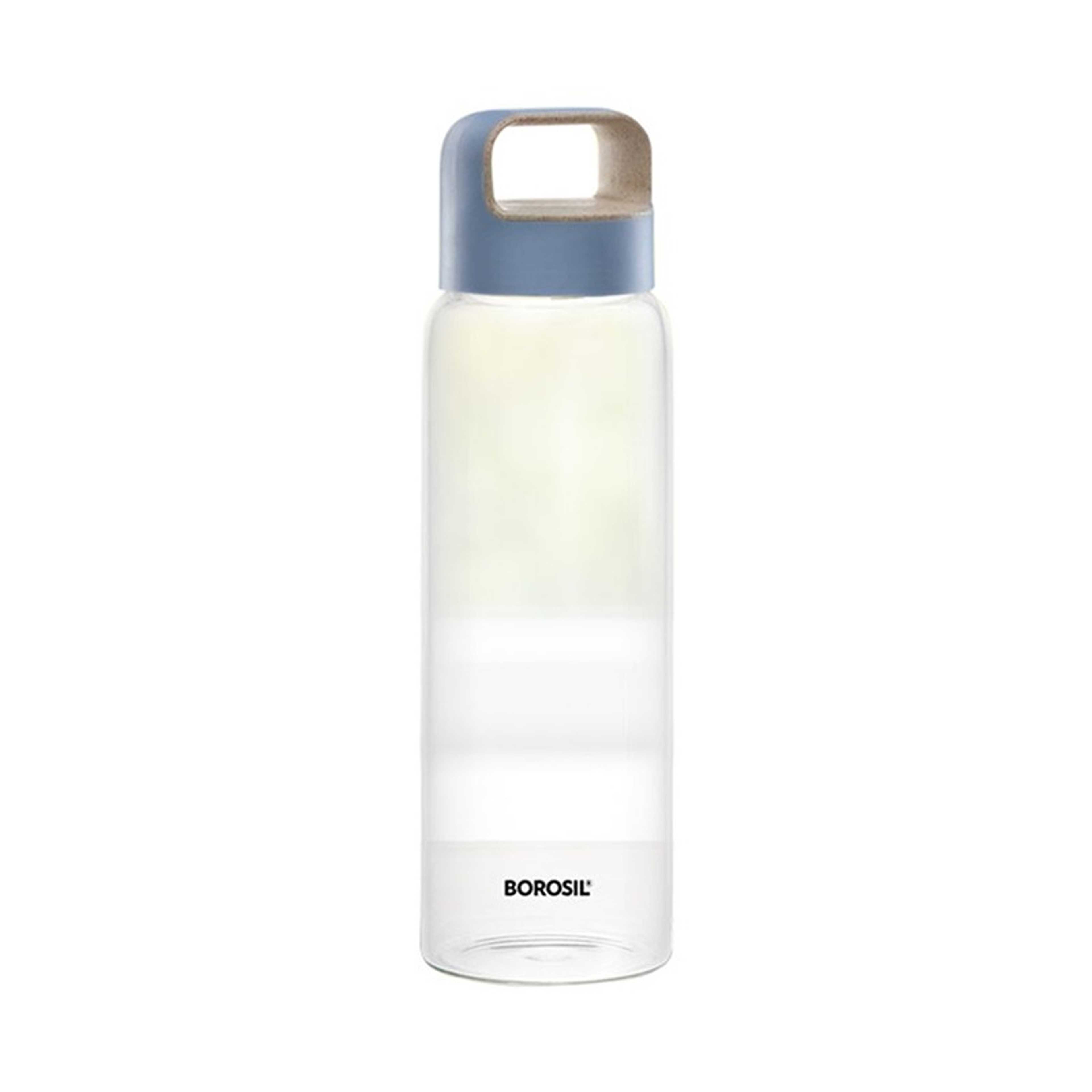 Wide Mouth Glass Water Bottle With Lid Clear/Blue - Product Main Image