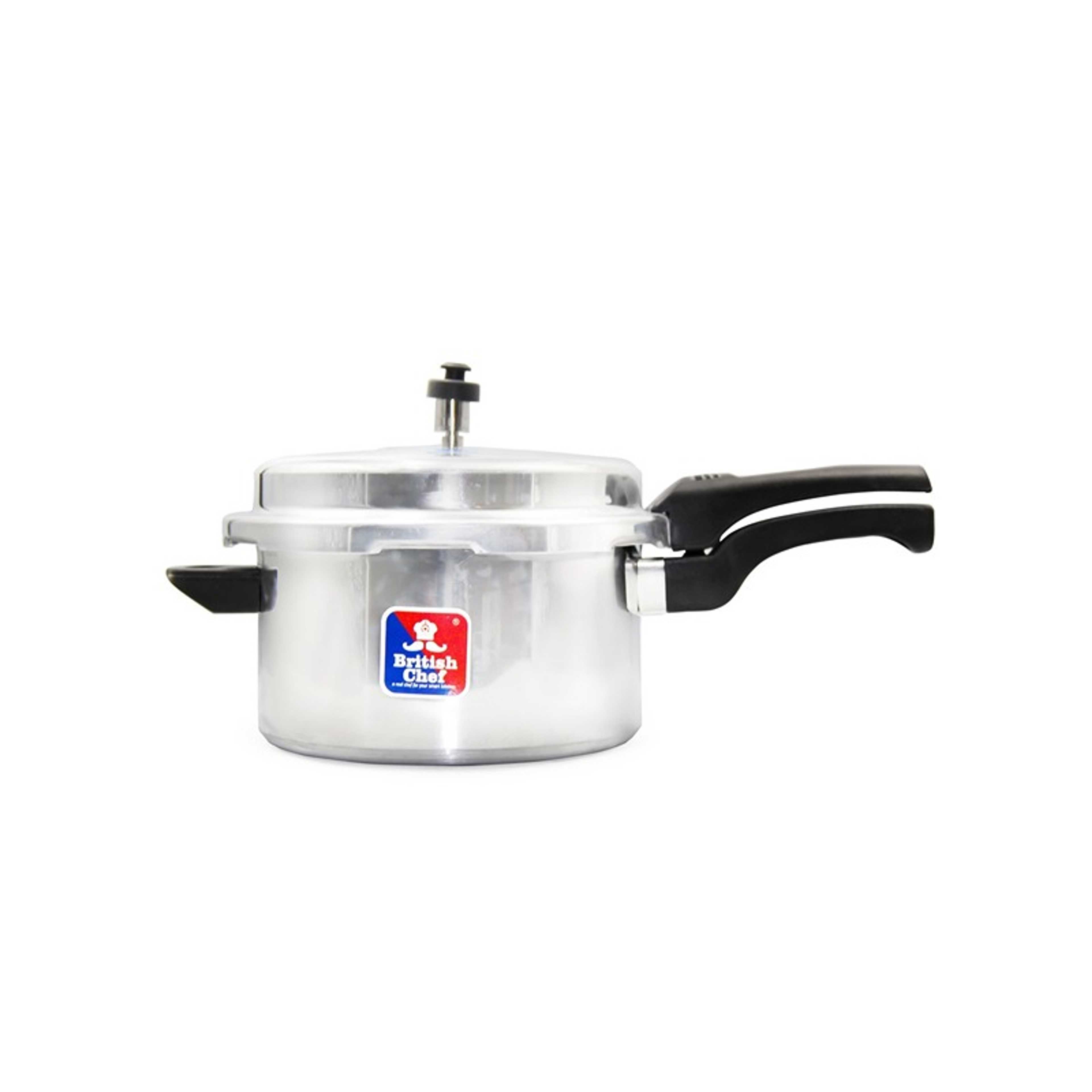 7.5Liters Aluminum Pressure Cooker with Heat-Resistant Handles, Durable High Quality Aluminum Body with Secure Lid and Valve, Variants size Silver Silver/Black - Product Main Image