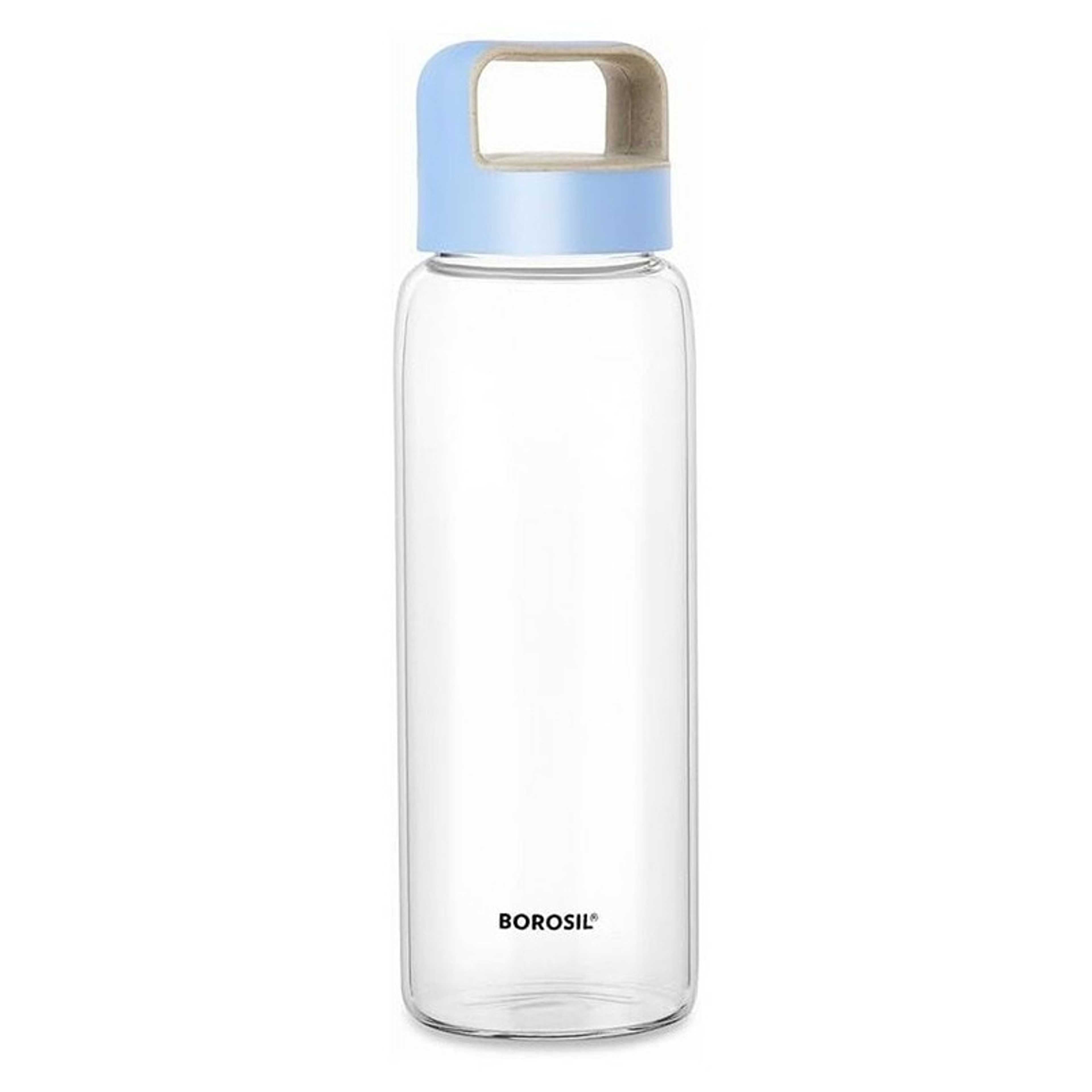 Crysto Glass Bottle With Blue Lid- Wide Mouth, Freezer Safe-1L - Product Main Image