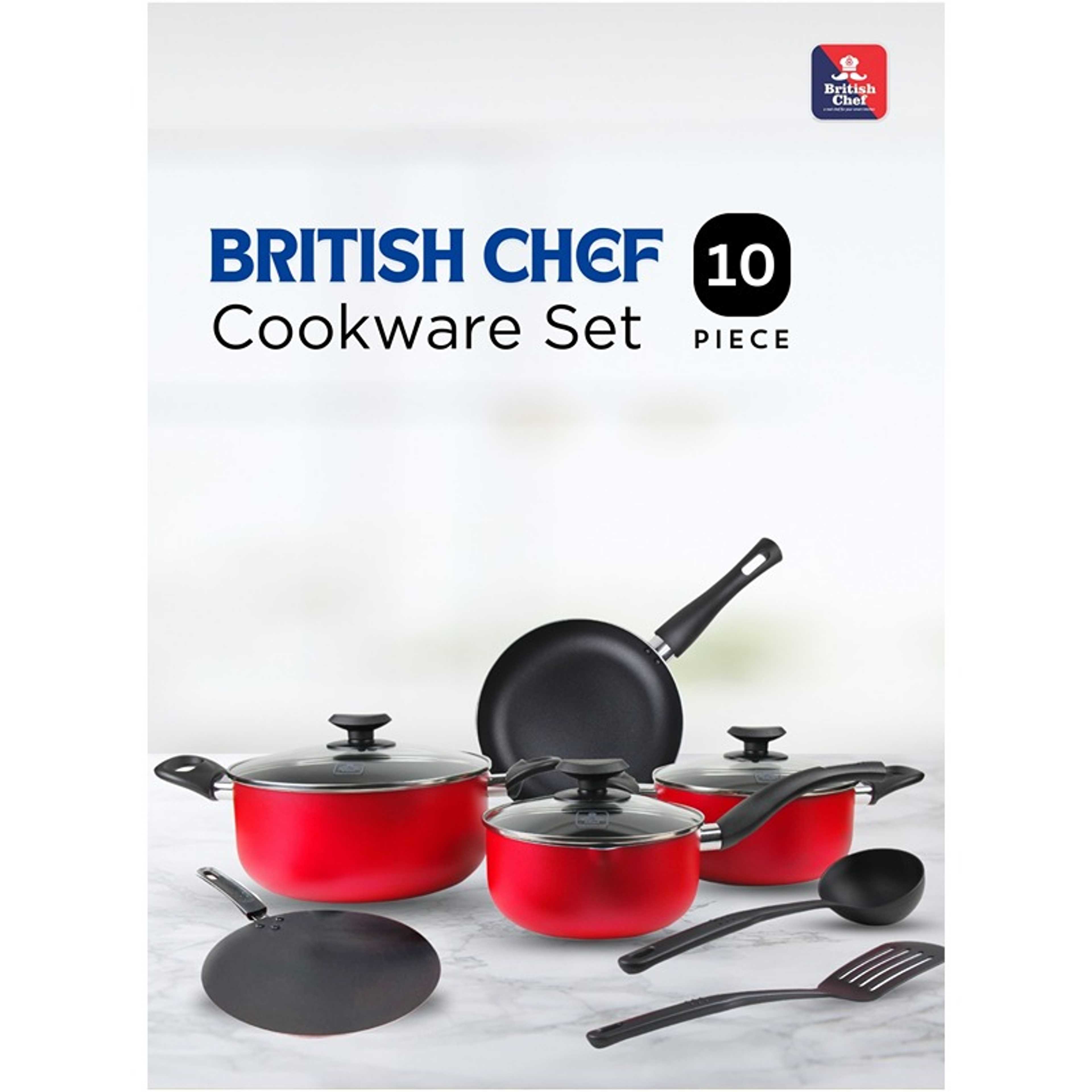 10 Piece Nonstick Cookware Set, Nonstick Coating For Cooking, Casserole With Lid, Frying Pan, Saucepan, Tawa Kitchen Tools - Product Main Image