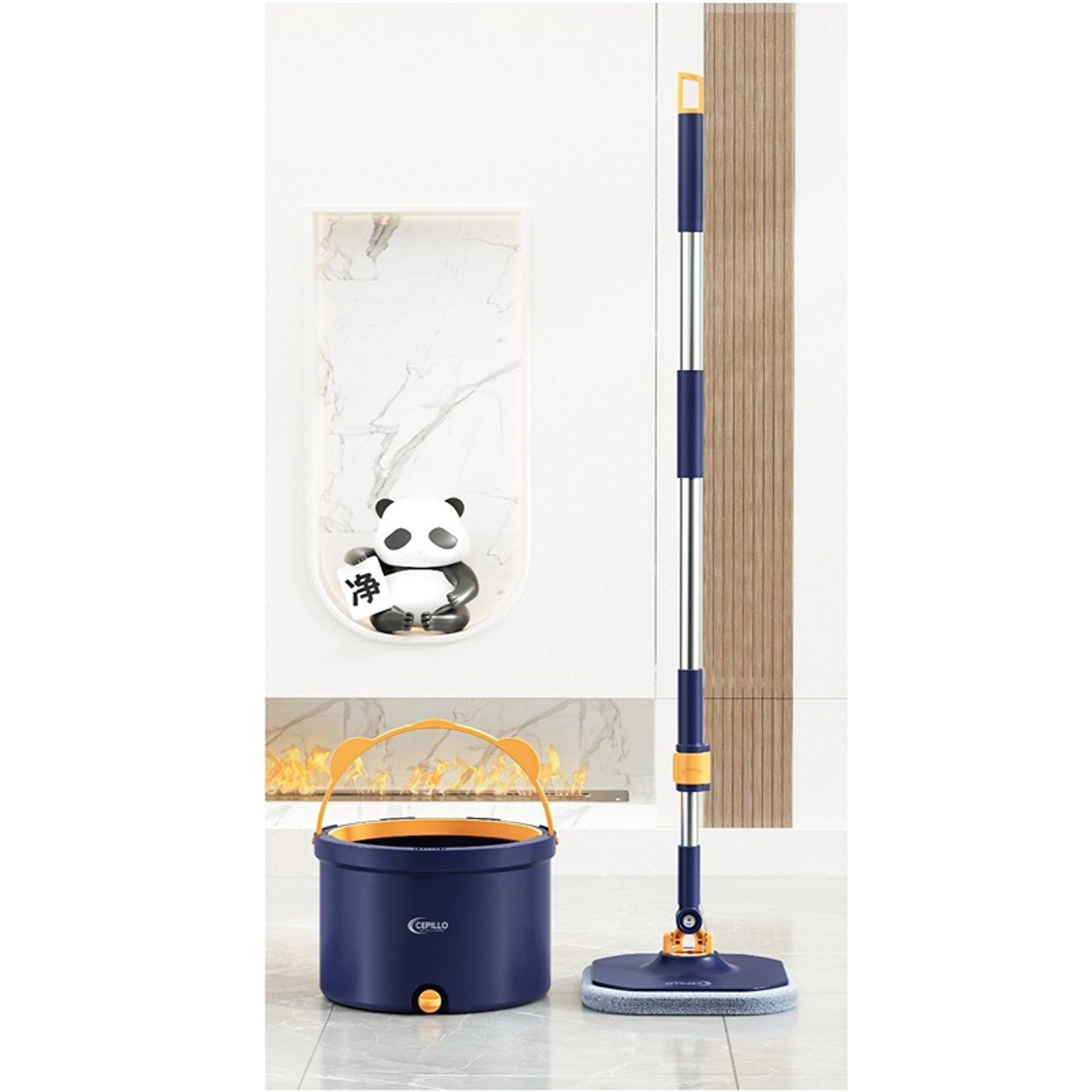 Easy Wring Spin Mop Set | 360° Square Flat Rotating Mop | Seperates Clean and Dirty Water | Extendable Handle | 2 Extra Microfiber Pads | All Kinds Of Floor Cleaning - BLUE CP613 - Product Main Image