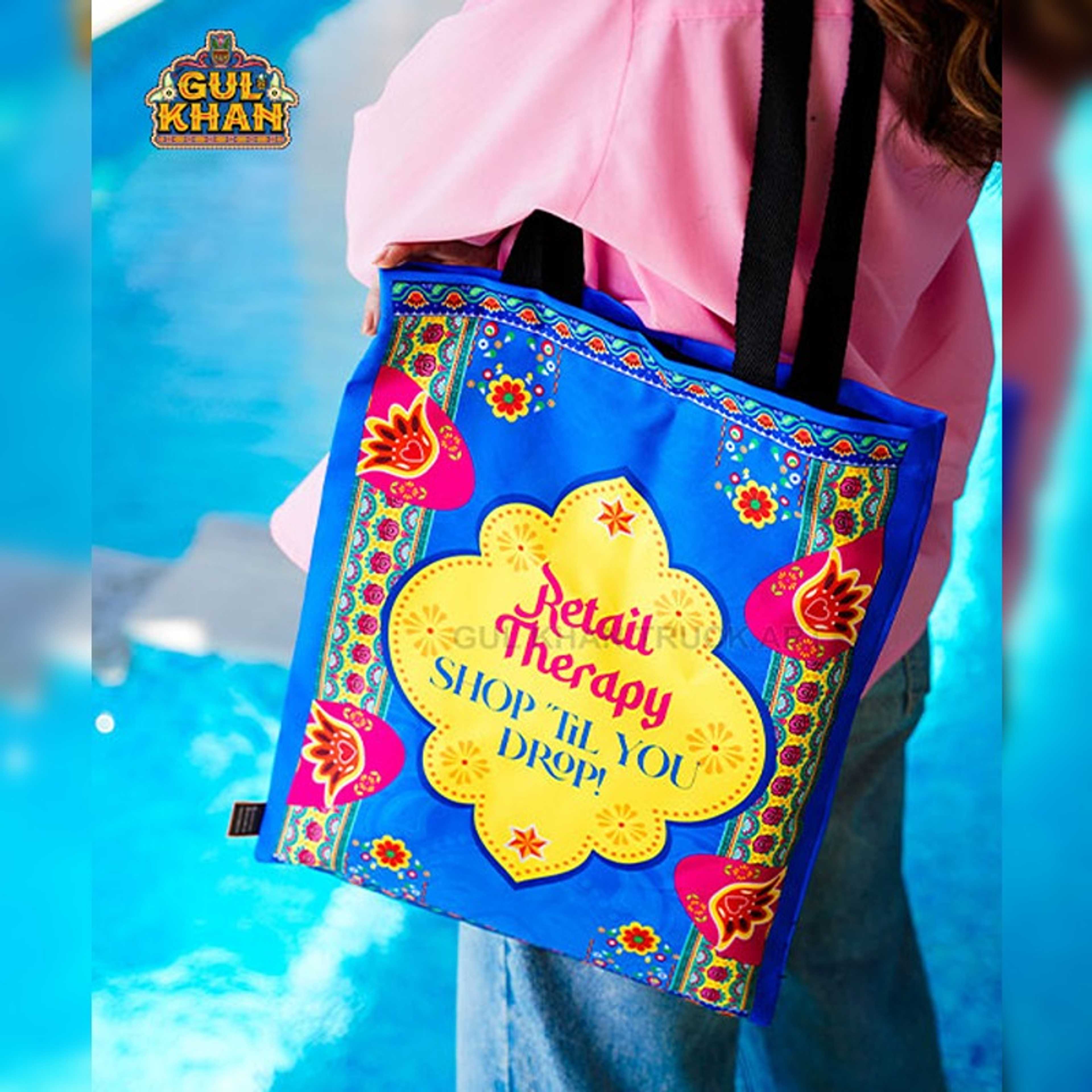 Shop Til You Drop' Truck Art Tote Bag - Product Main Image
