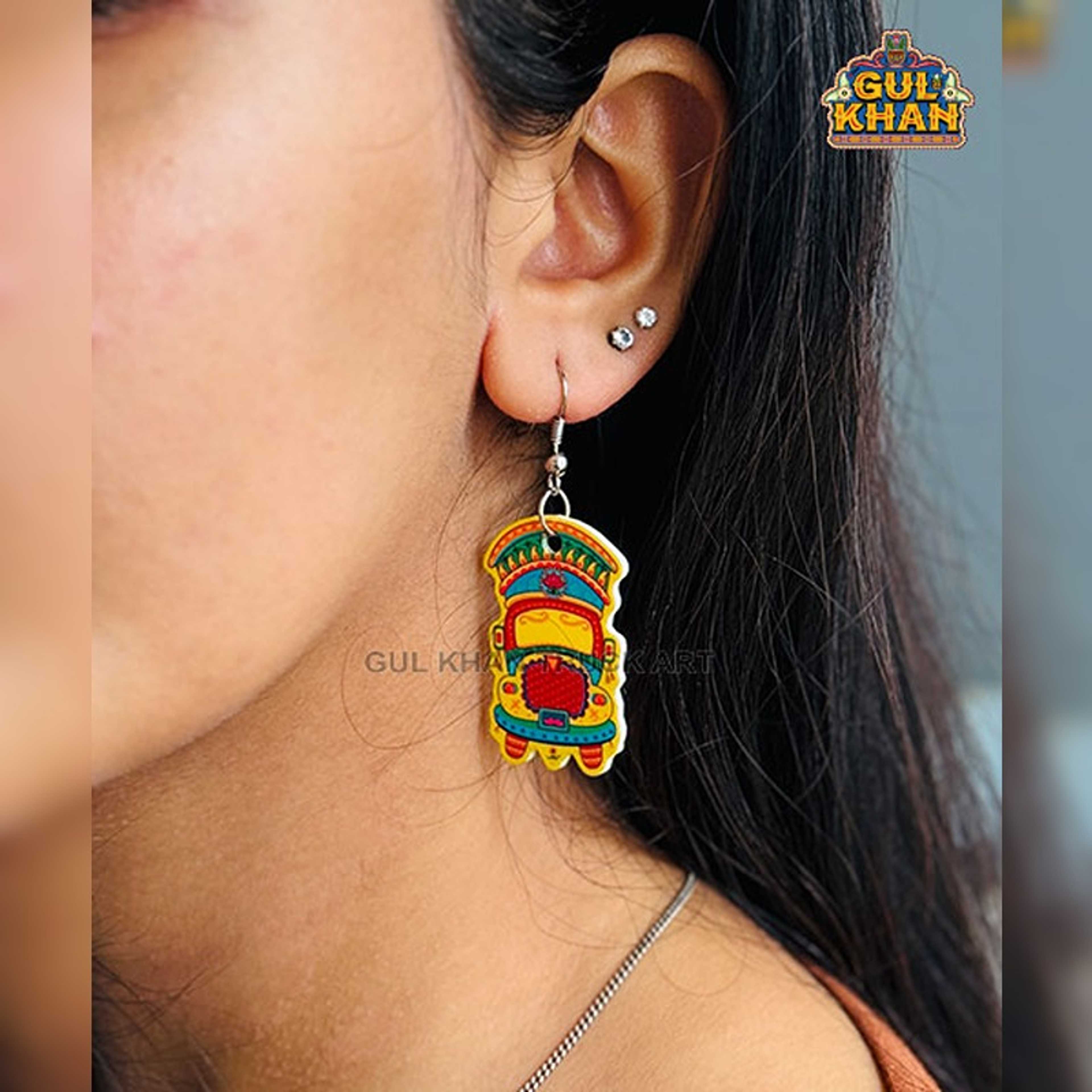 Yellow Truck Ear Rings - Product Main Image