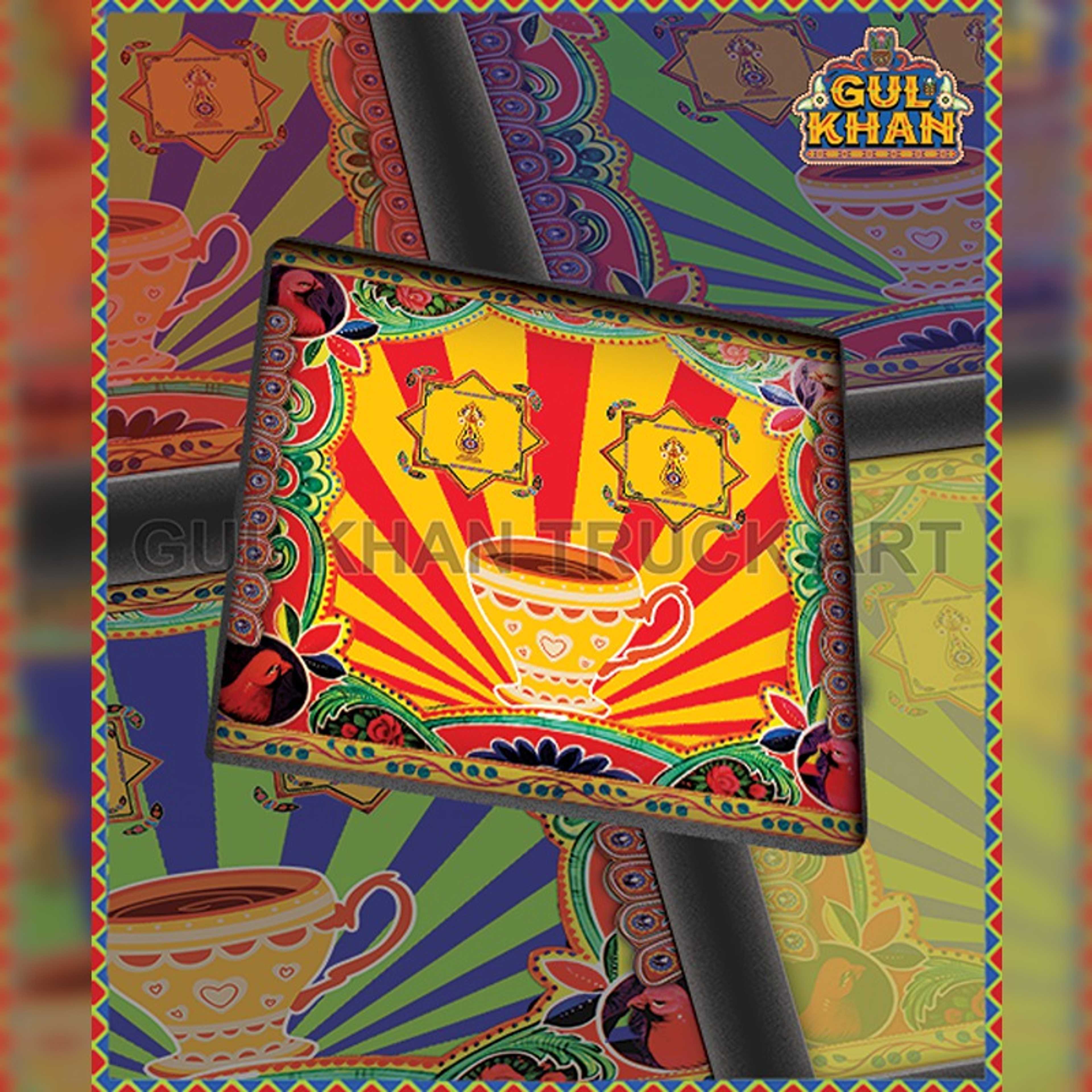 Yellow & Red Cup Printed Coaster Design - Product Main Image