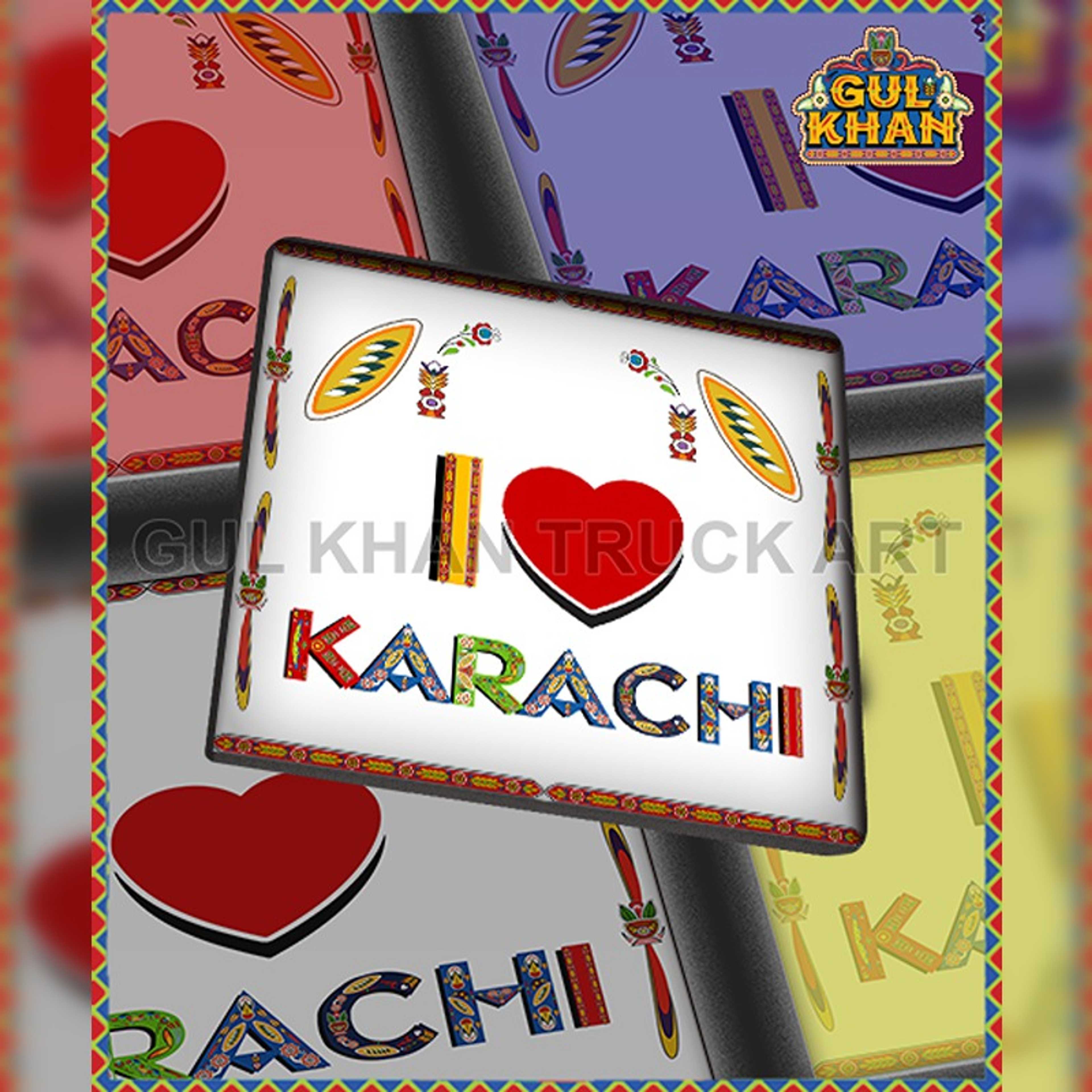 White & Red I Love Karachi Printed Coaster Design - Product Main Image