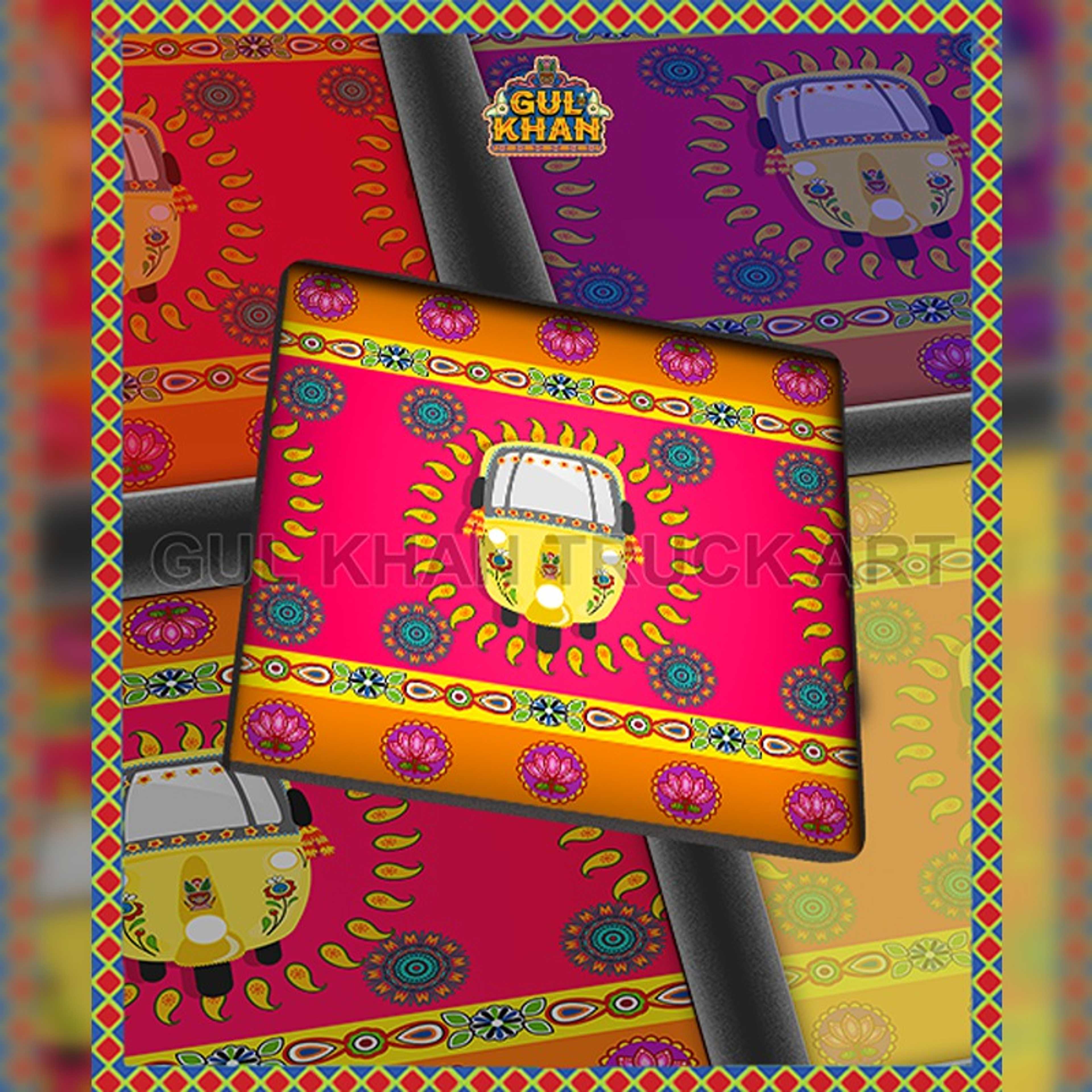 Yellow & Red Rikhshaw Printed Coaster Design - Product Main Image