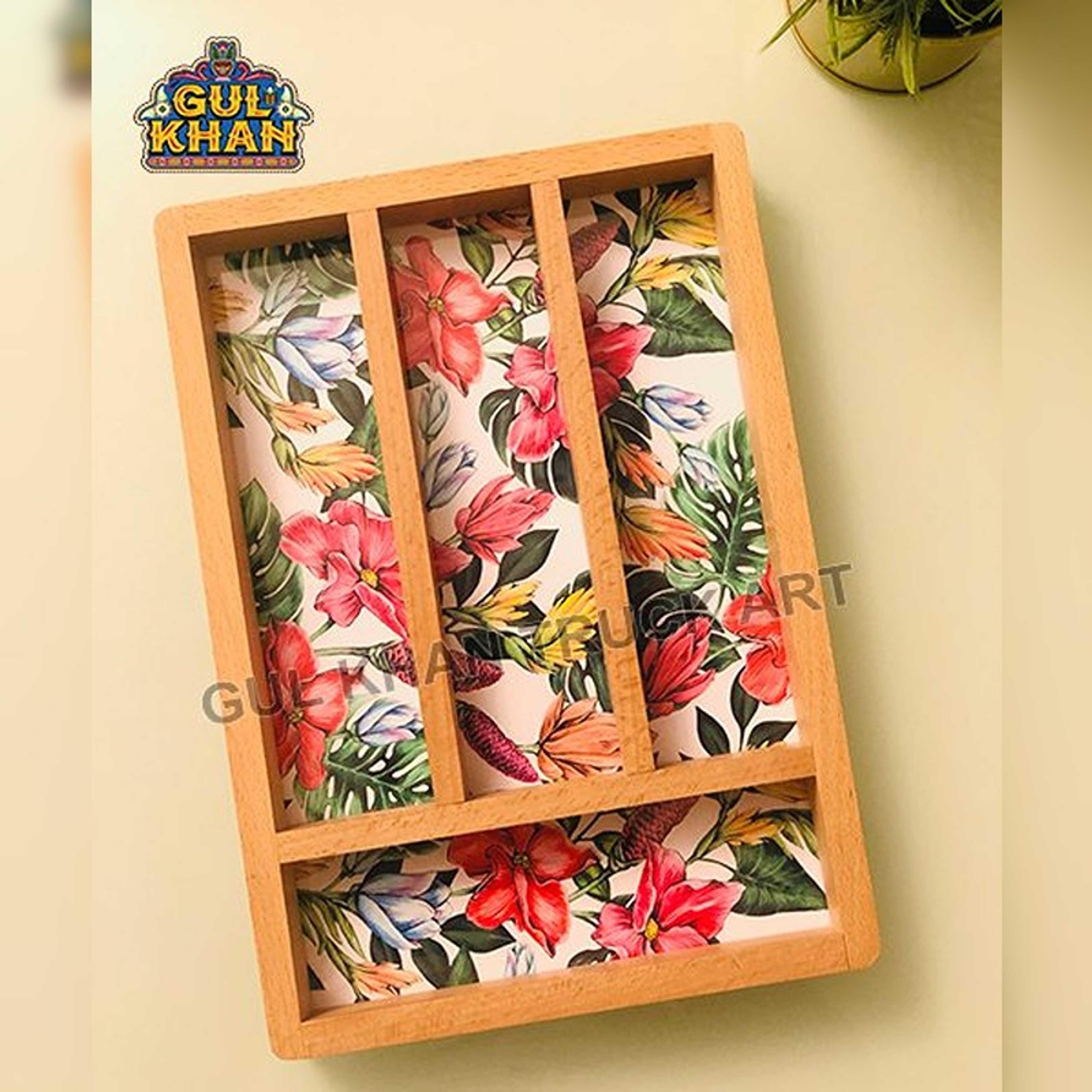 Cutlery Tray with Wooden Borders (Digital Print)103 - Product Main Image