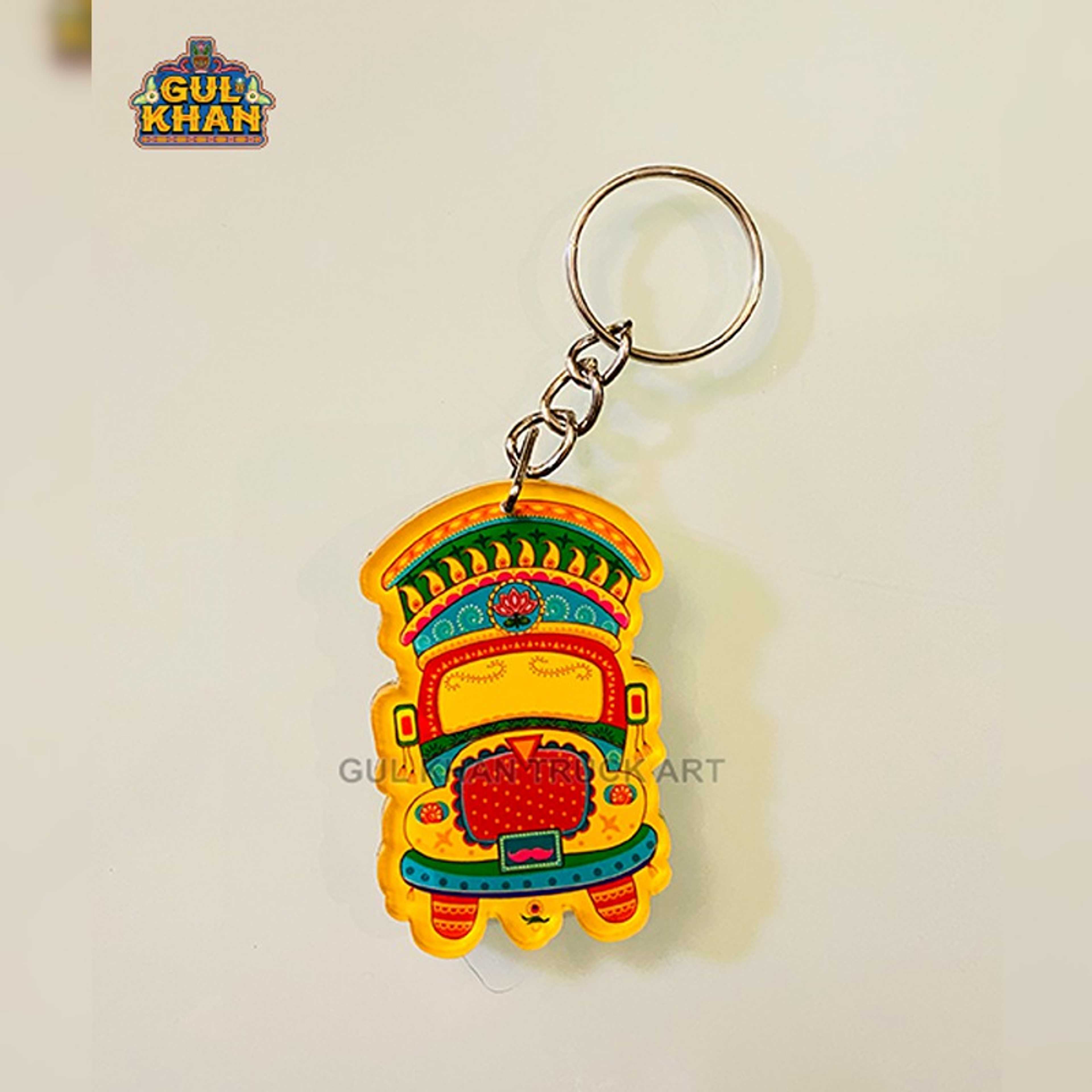 Yellow & Red Premium Acrylic Key Chain (Dual side print) - Product Main Image