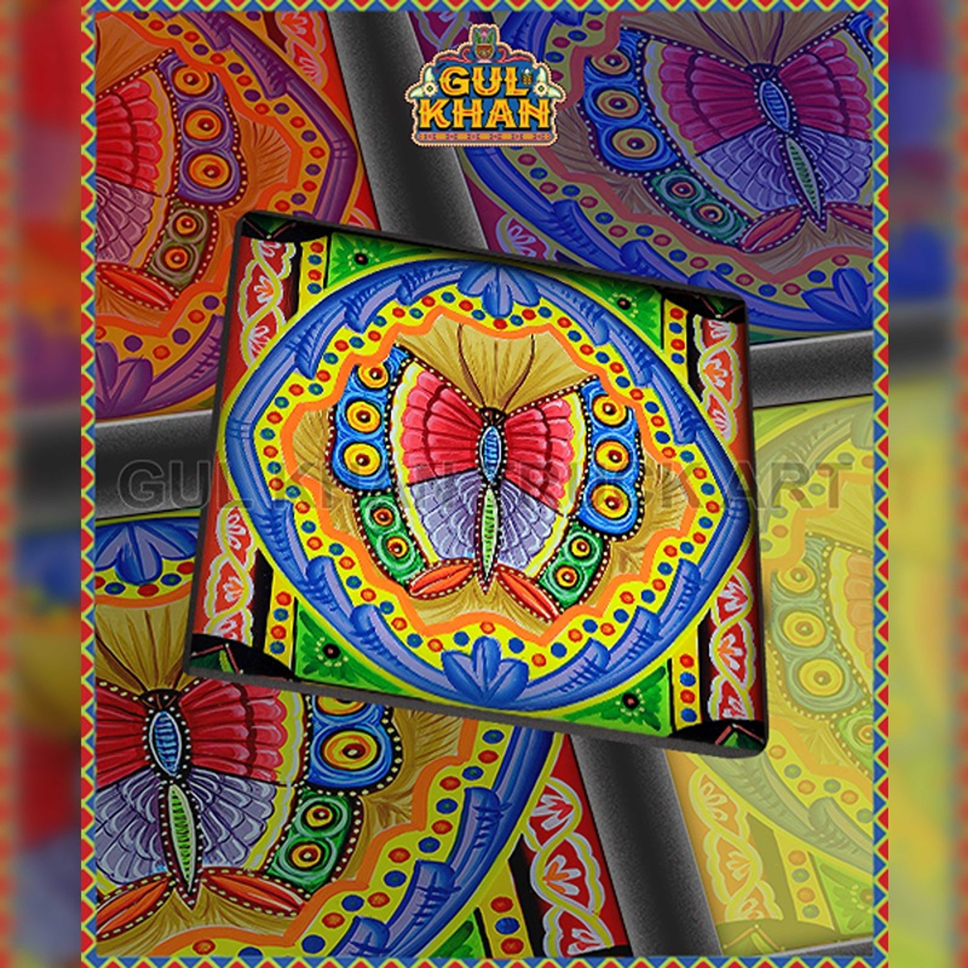 Red & Gray Butterfly Printed Coaster Design - Product Main Image