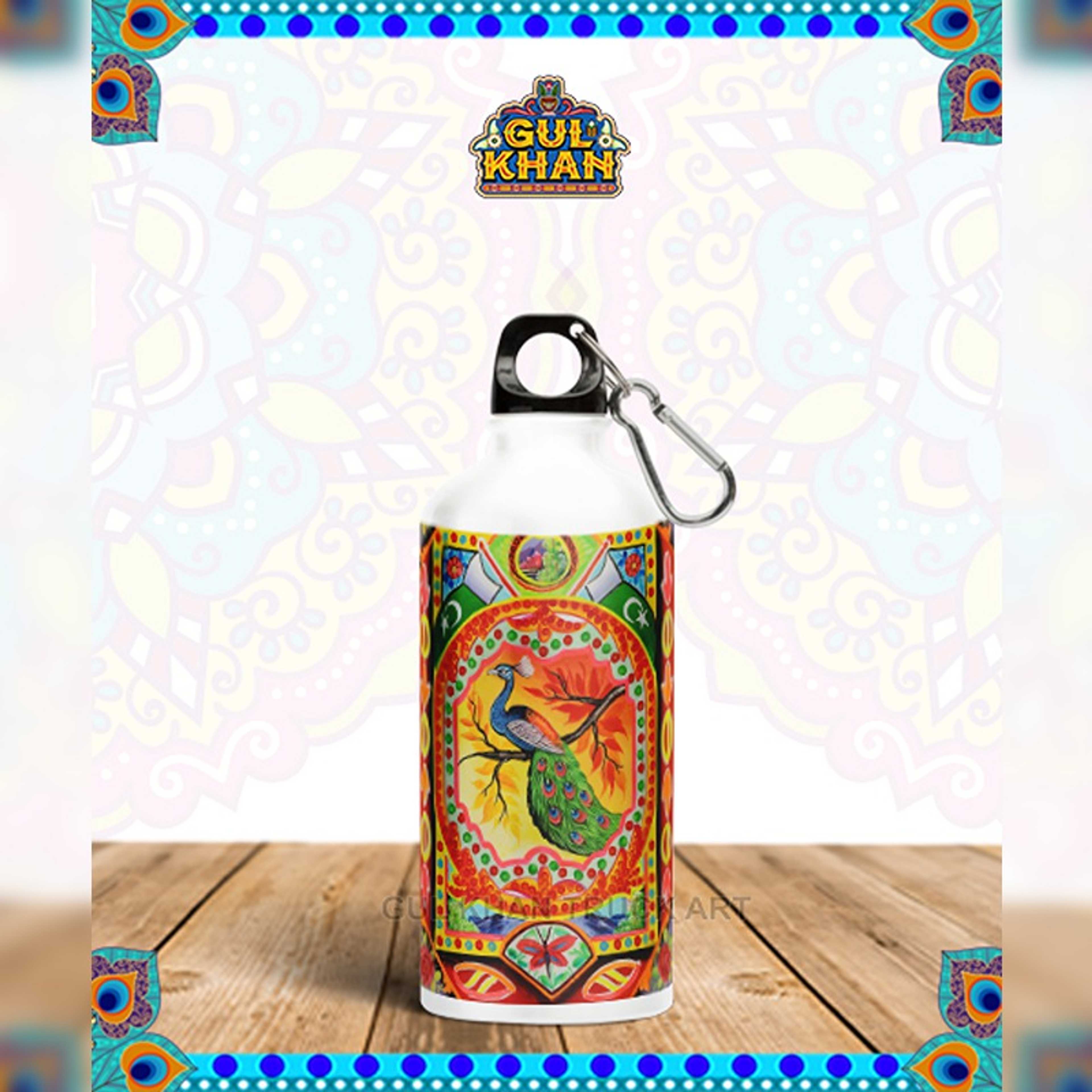 Water Bottle Stainless Steel Peacock Design - Product Main Image
