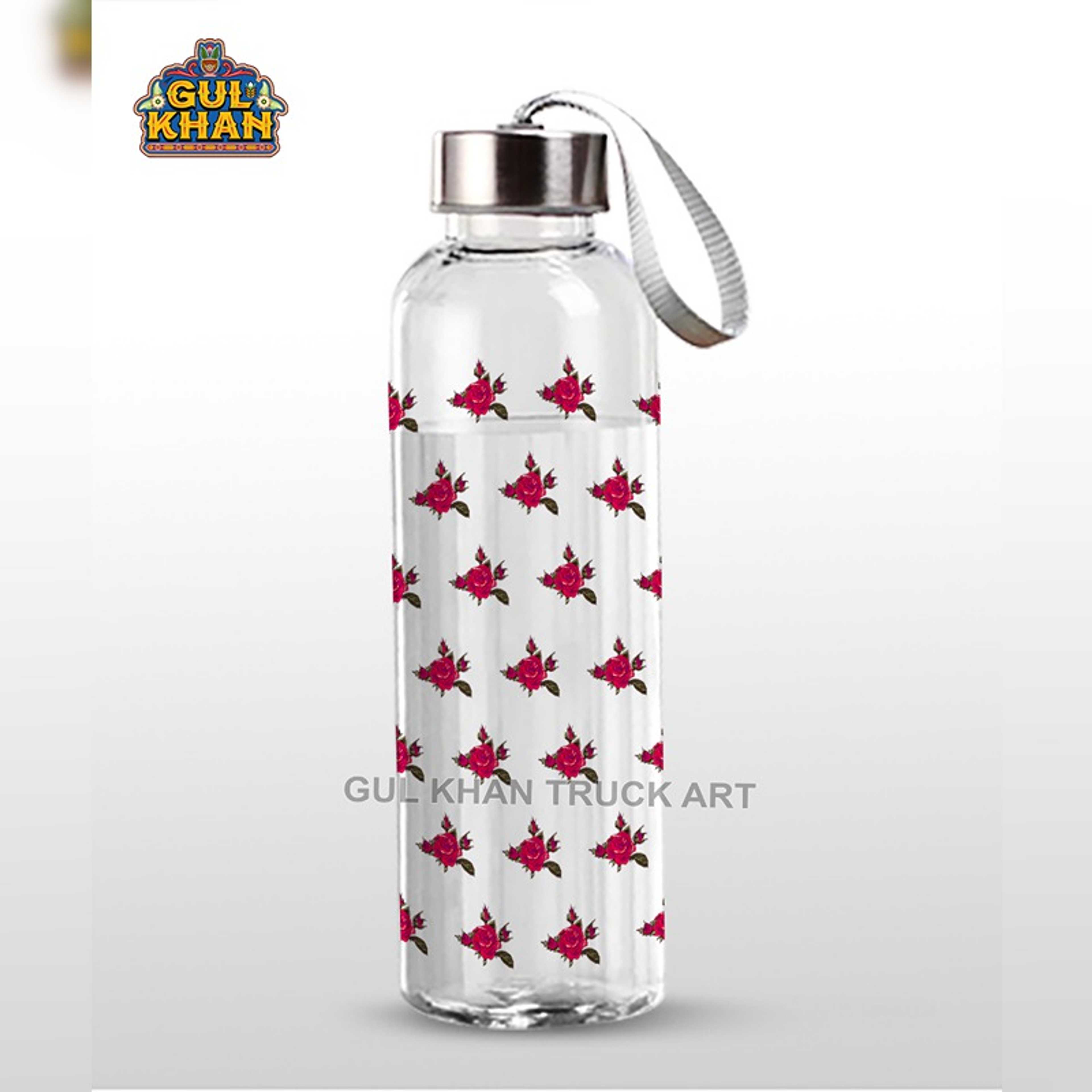 Printed Glass Bottle Flower Tile Motif Design - Product Main Image