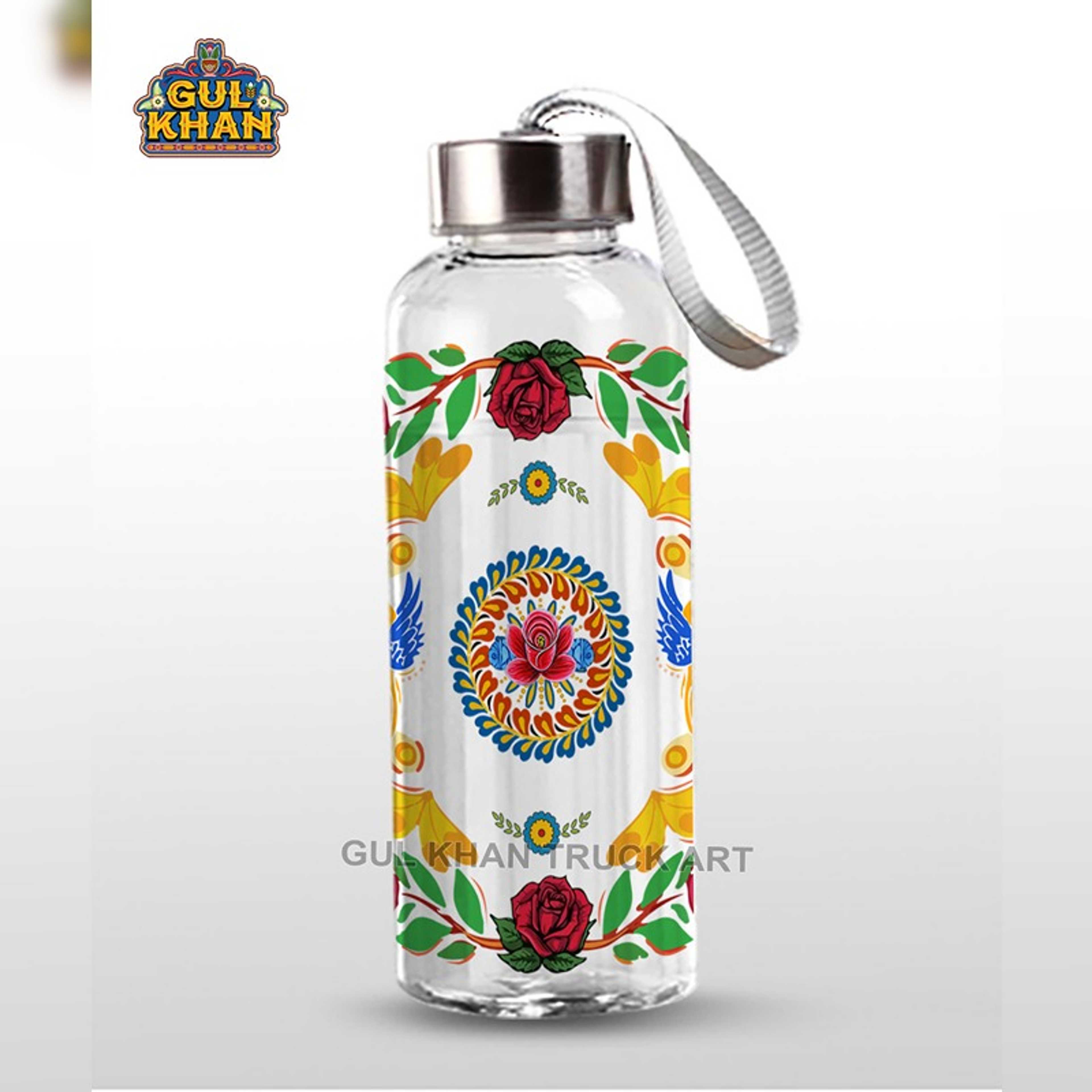 Printed Glass Bottle Flower Motif Design - Product Main Image