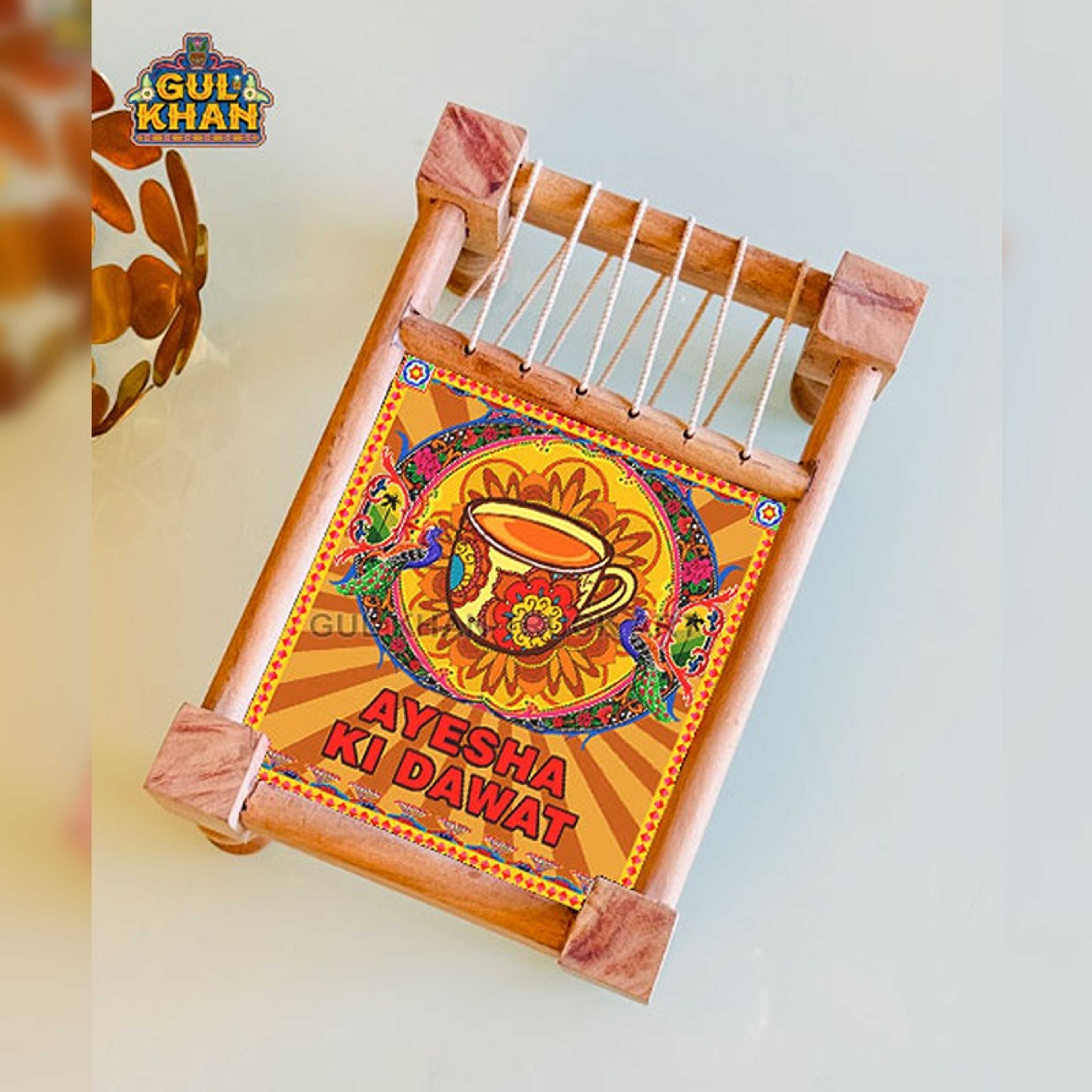 Chai Motif Charpai Printed Design - Without Polish Finish - Product Main Image