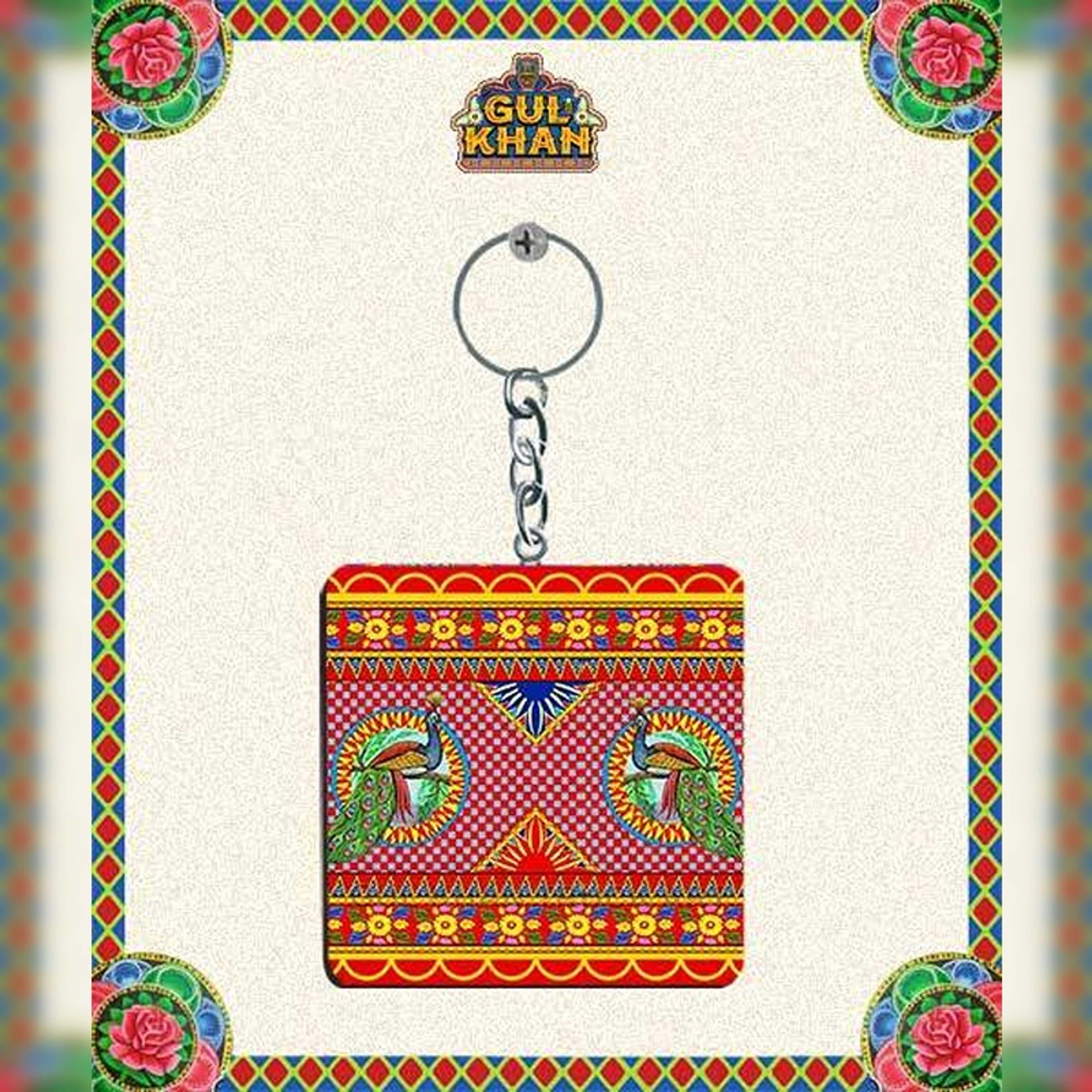 Peacock Printed Truck Art Key Chain Design - Product Main Image