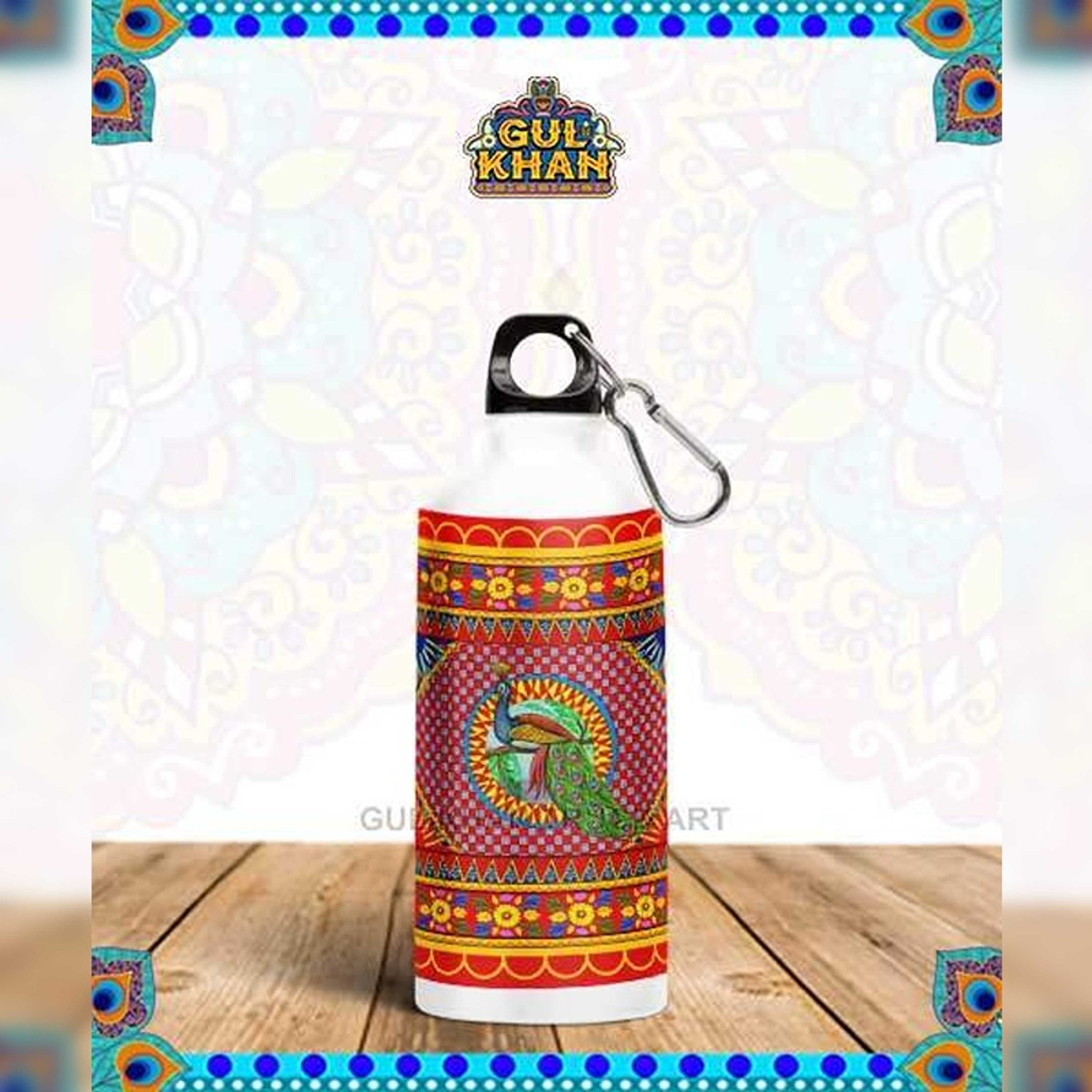 Peacock Printed Truck Art Water Bottle  Design - Product Main Image