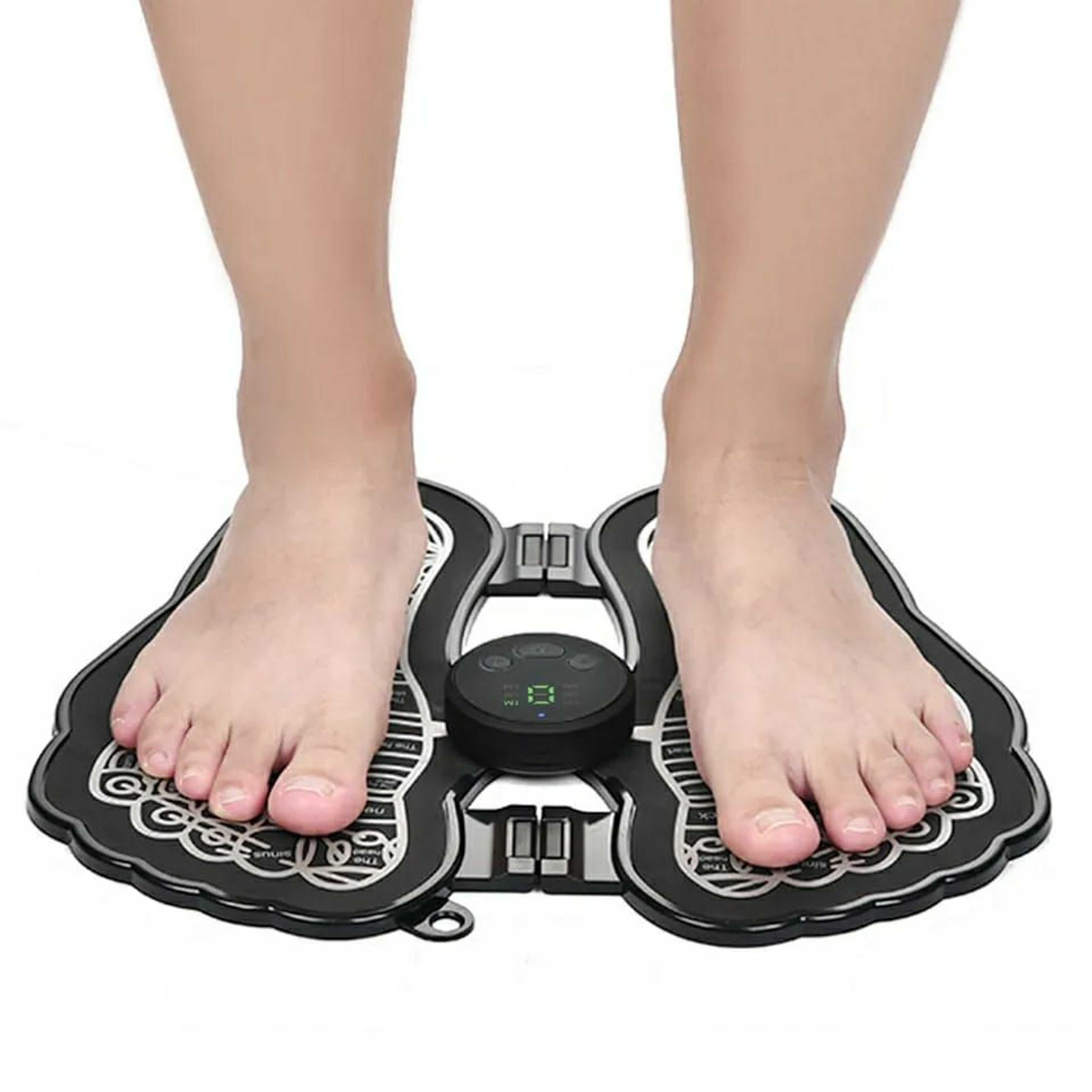 Electric Foot Massager, Rechargeable EMS Foot Massage Pad, Foldable Adjustable Foot Massager Stimulator Feet Massage Machine