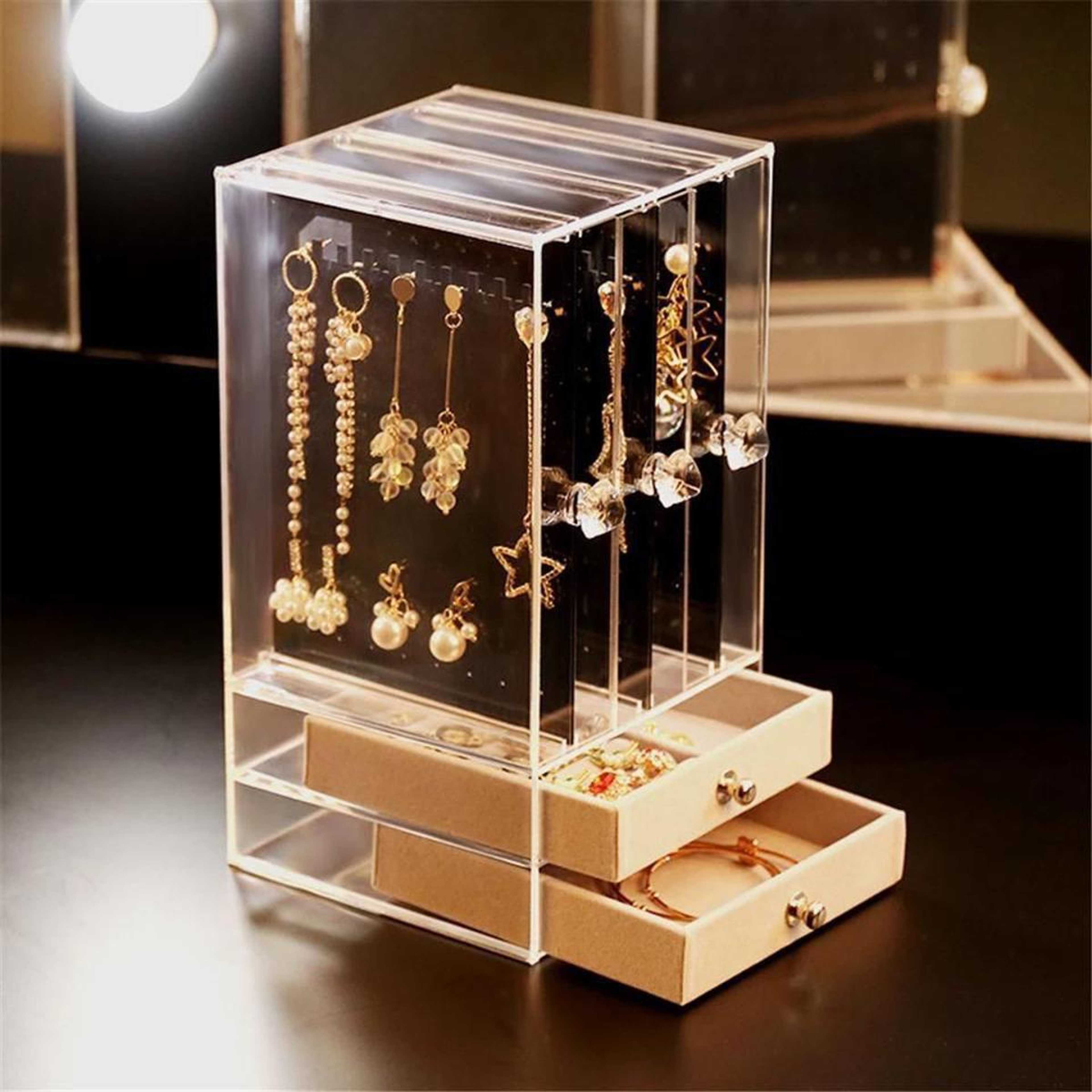 Transparent Acrylic Jewelry Storage Box Case Jewelry Organizer For Women's Necklace Ring Display storage organizer