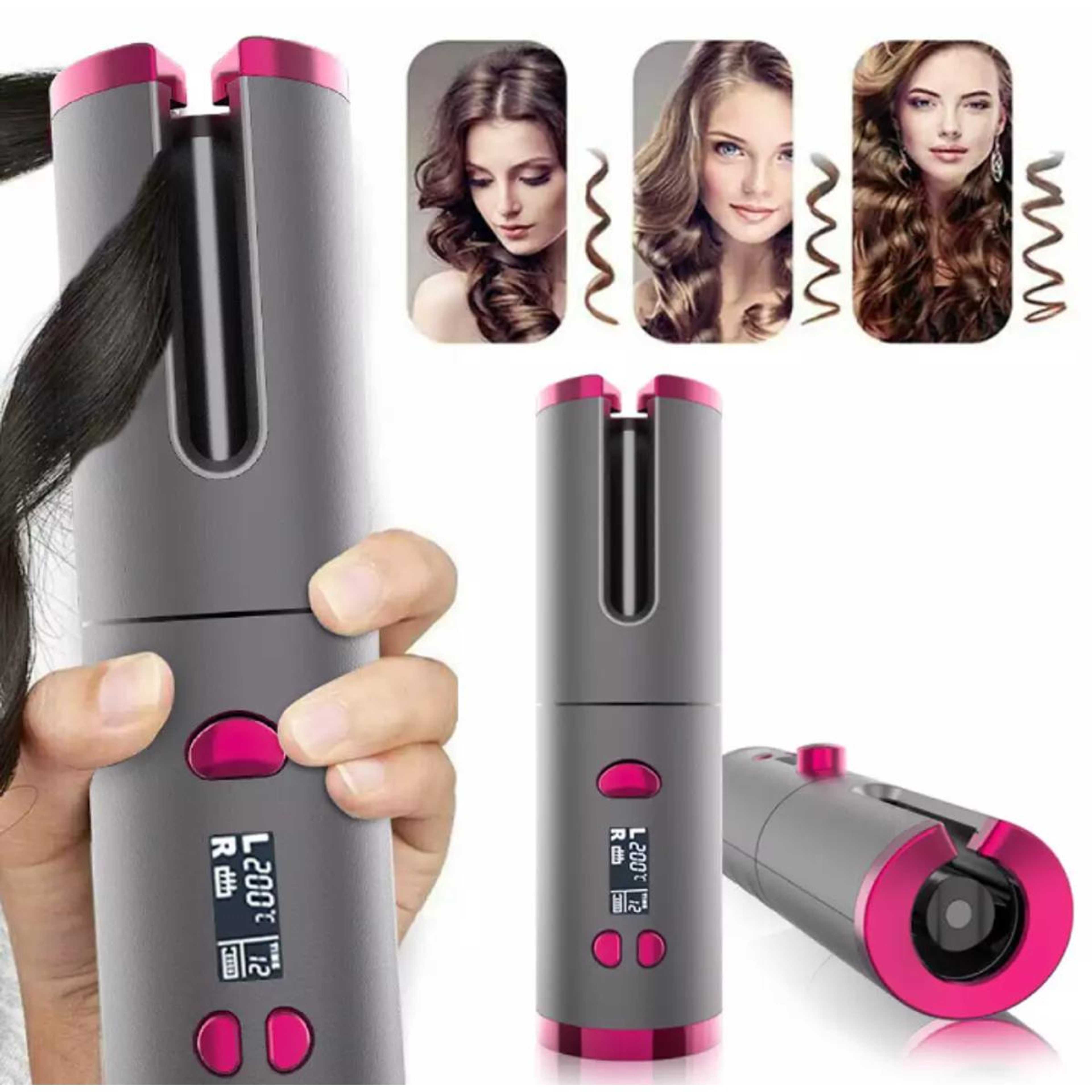 Cordless Auto Curler, Auto Curlers Wand , Auto Hair Curler with LCD Temperature Display and Timer, Auto Shut-Off Portable Curling Wand,USB Rechargeable