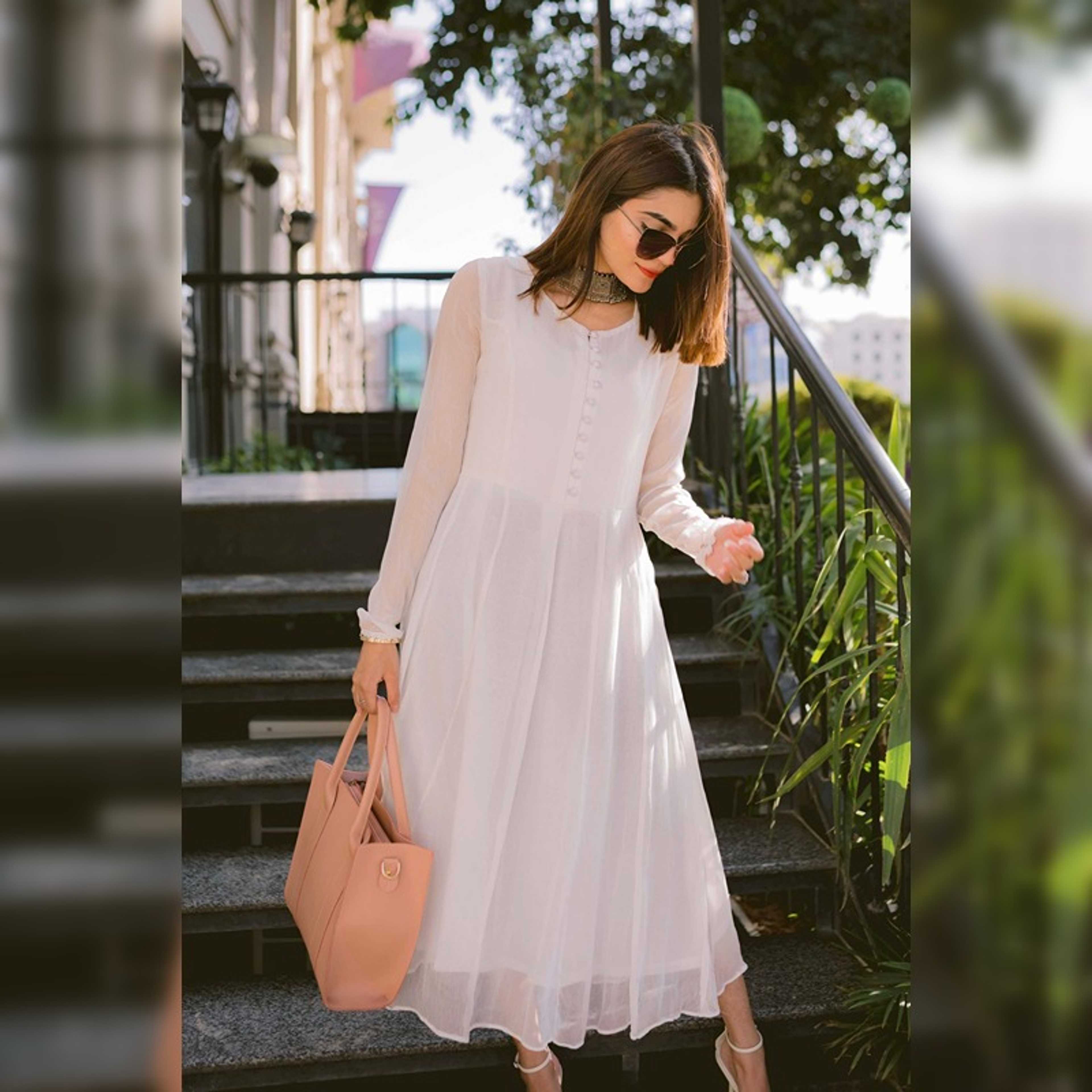 Hoor - White panel frock - Product Main Image