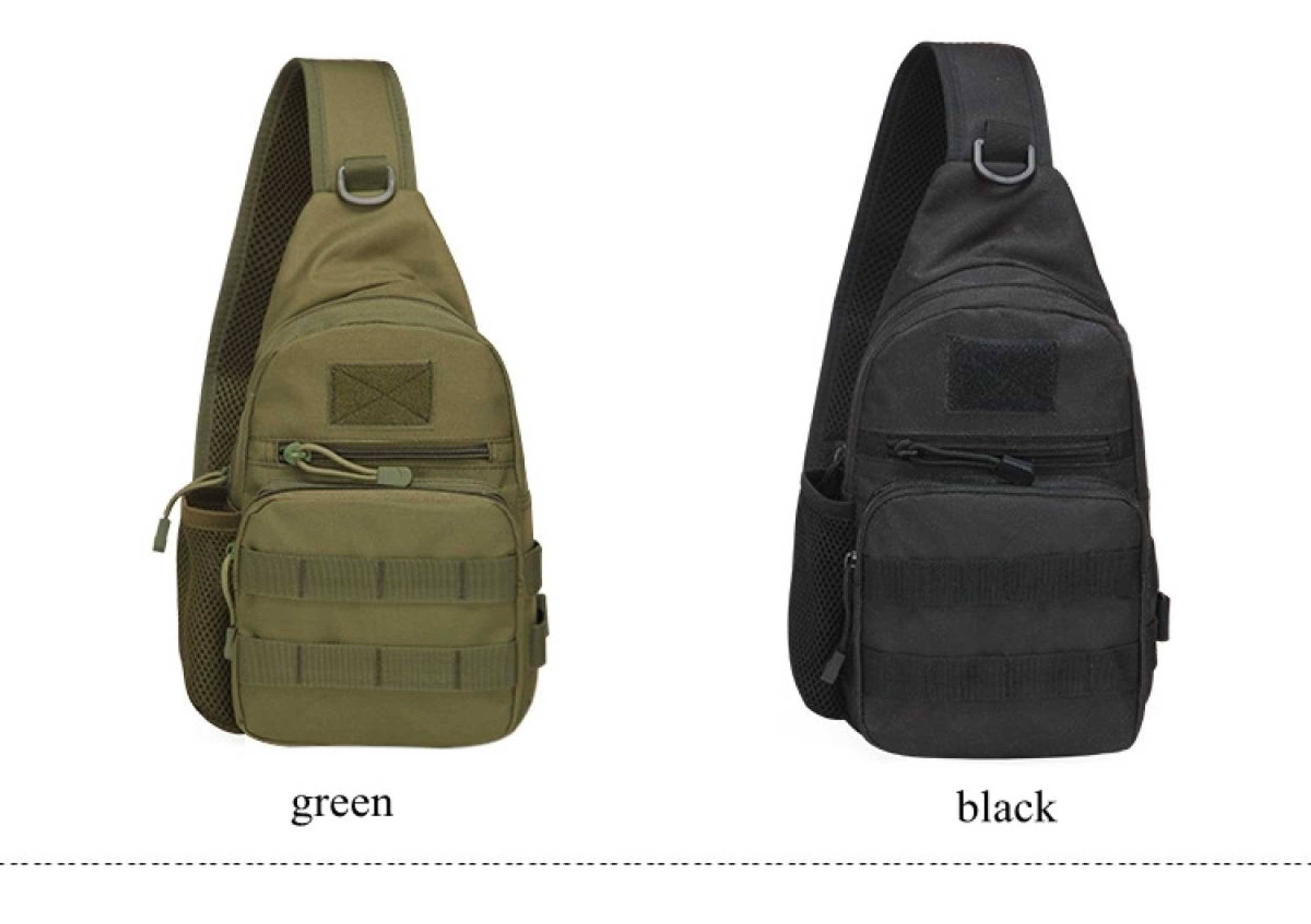 Outdoor Military Camping Shoulder Bag Chest Pack with Bottle Holder Green Color