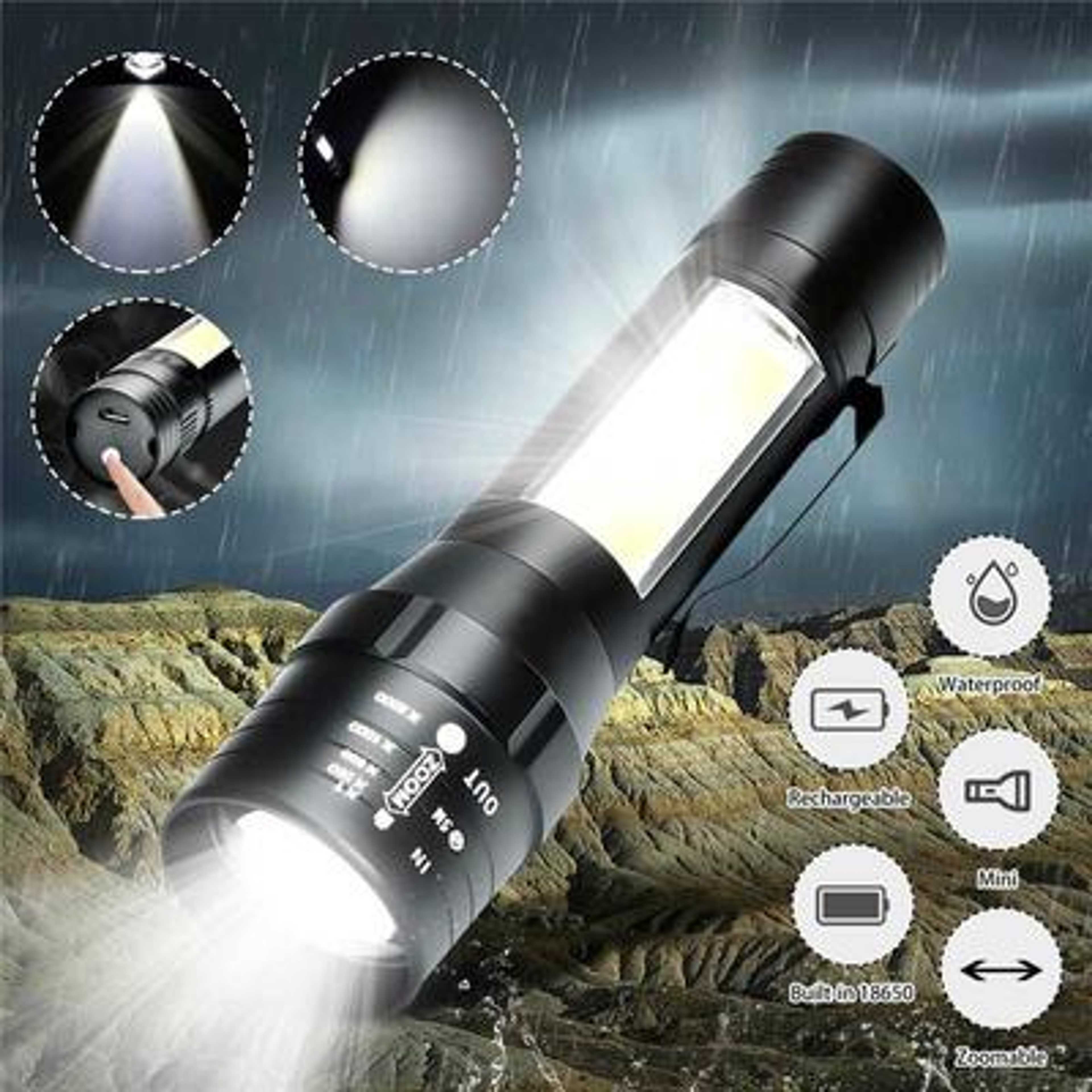 Mini USB Rechargeable Flashlight Torch Zoom Lamp