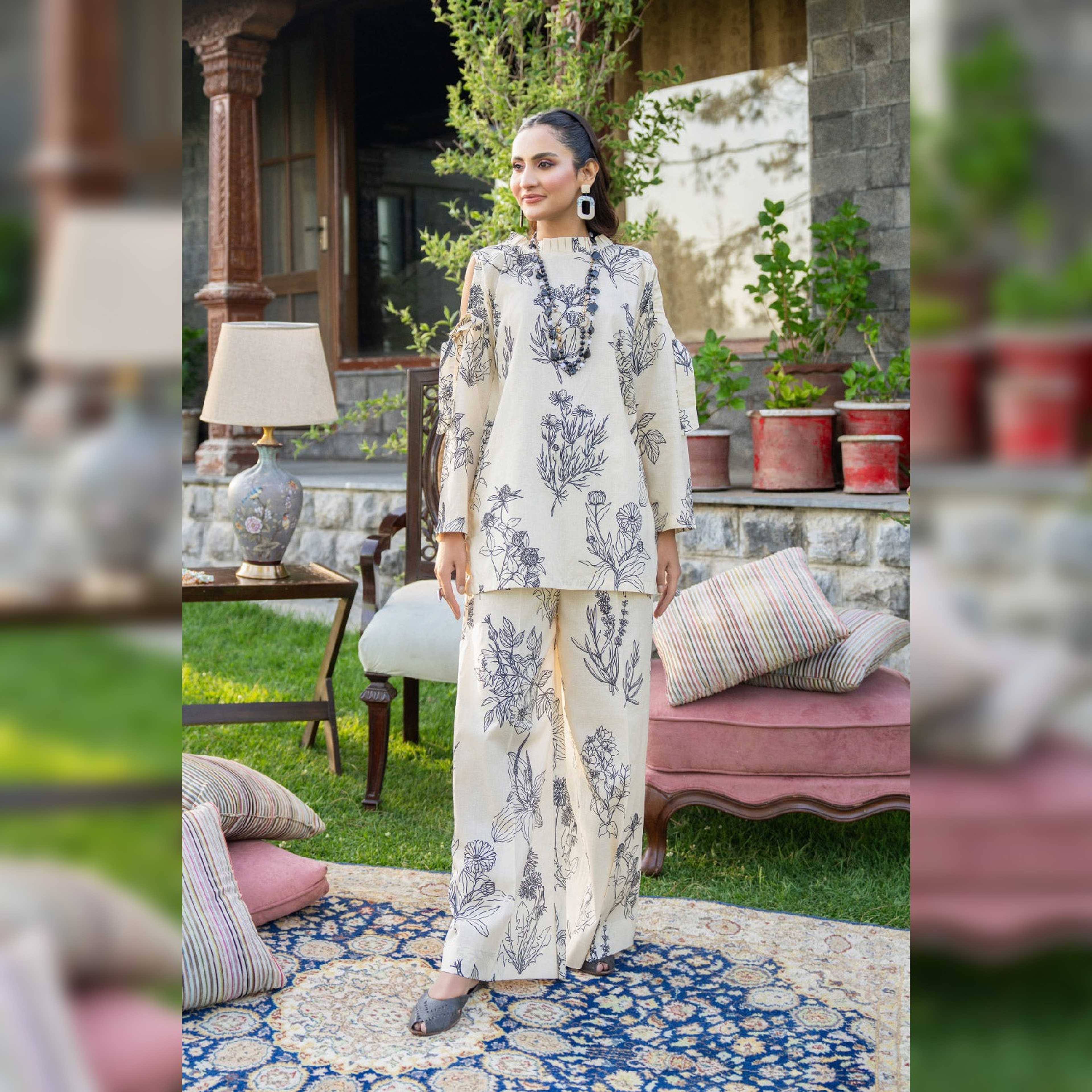 Ittehad 2PC Unstitched | Printed Lawn Shirt + Trouser