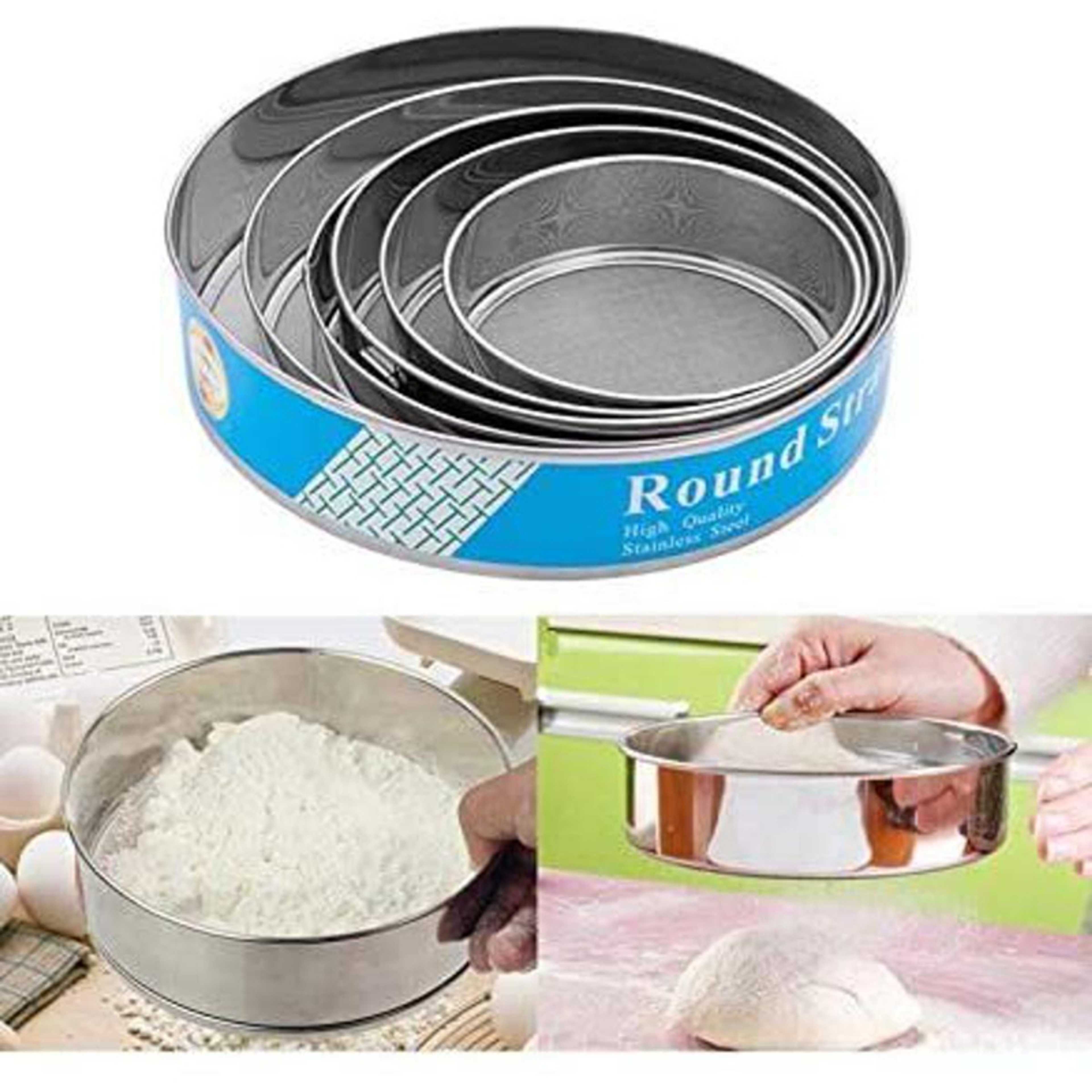Stainless Steel Flour Round Strainer Set – 6 Pcs set