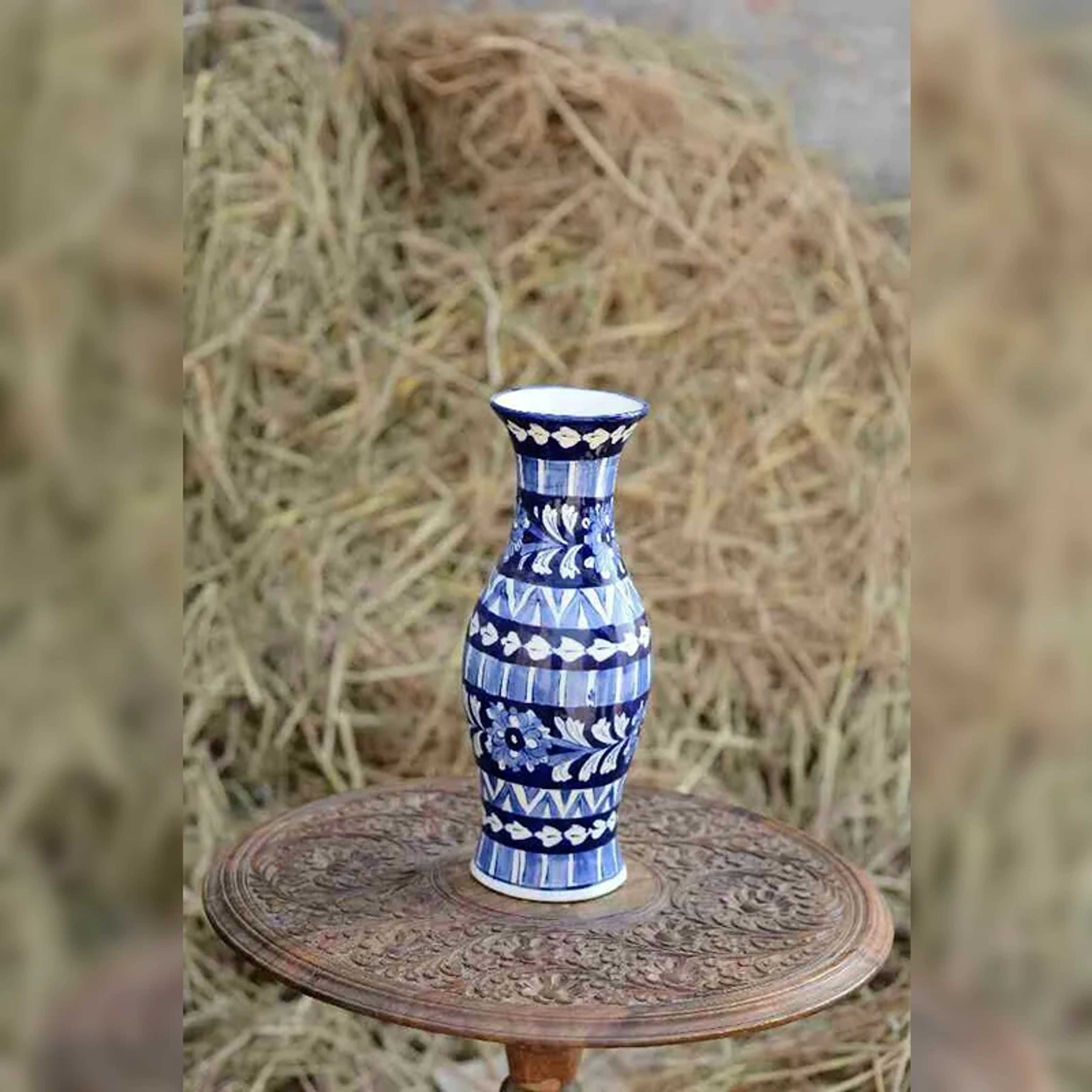 Ceramic Blue Pottery Vase Multani Art: Unique Designs - Product Main Image