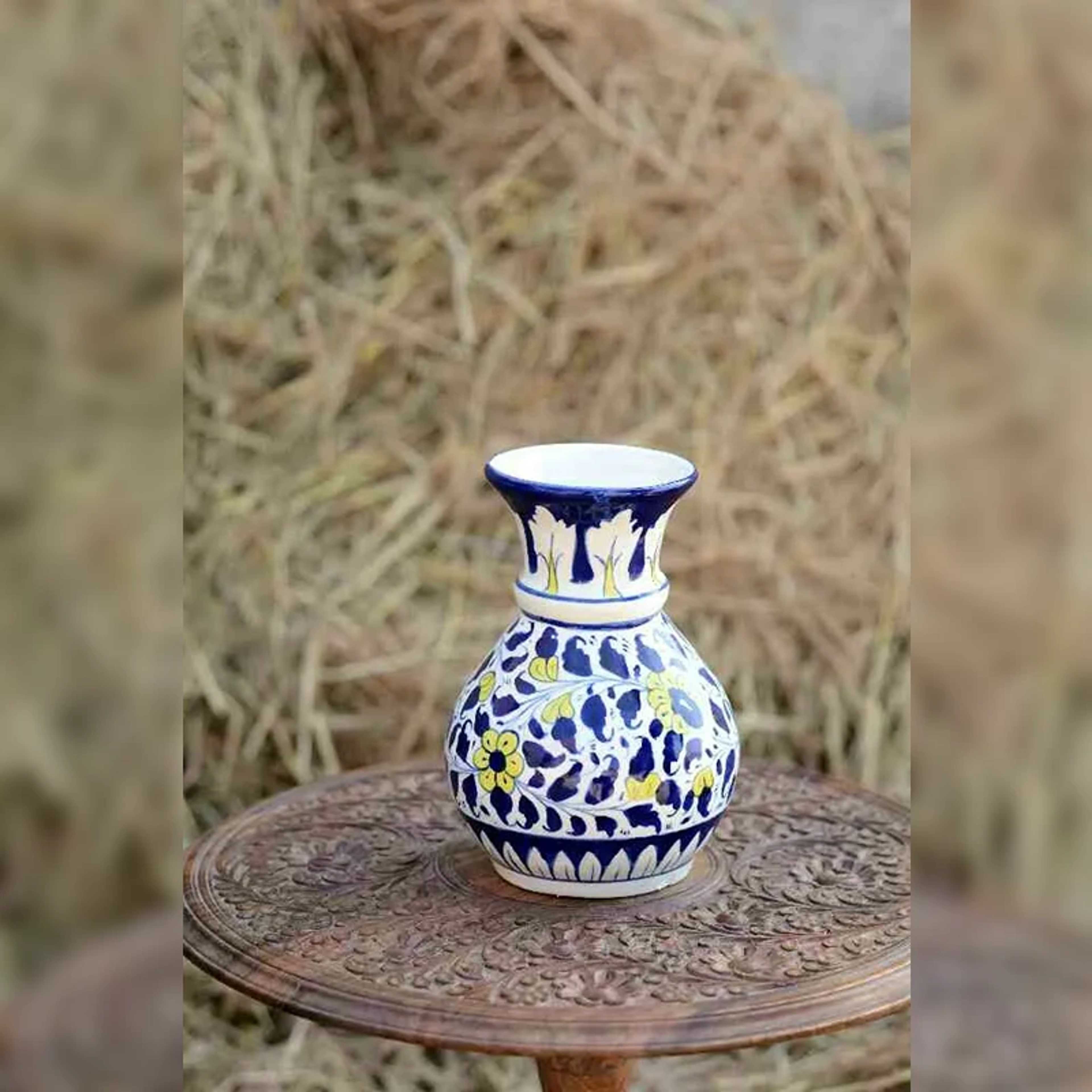 Ceramic Blue Pottery Vase Multani Art: Handcrafted Beauty - Product Main Image