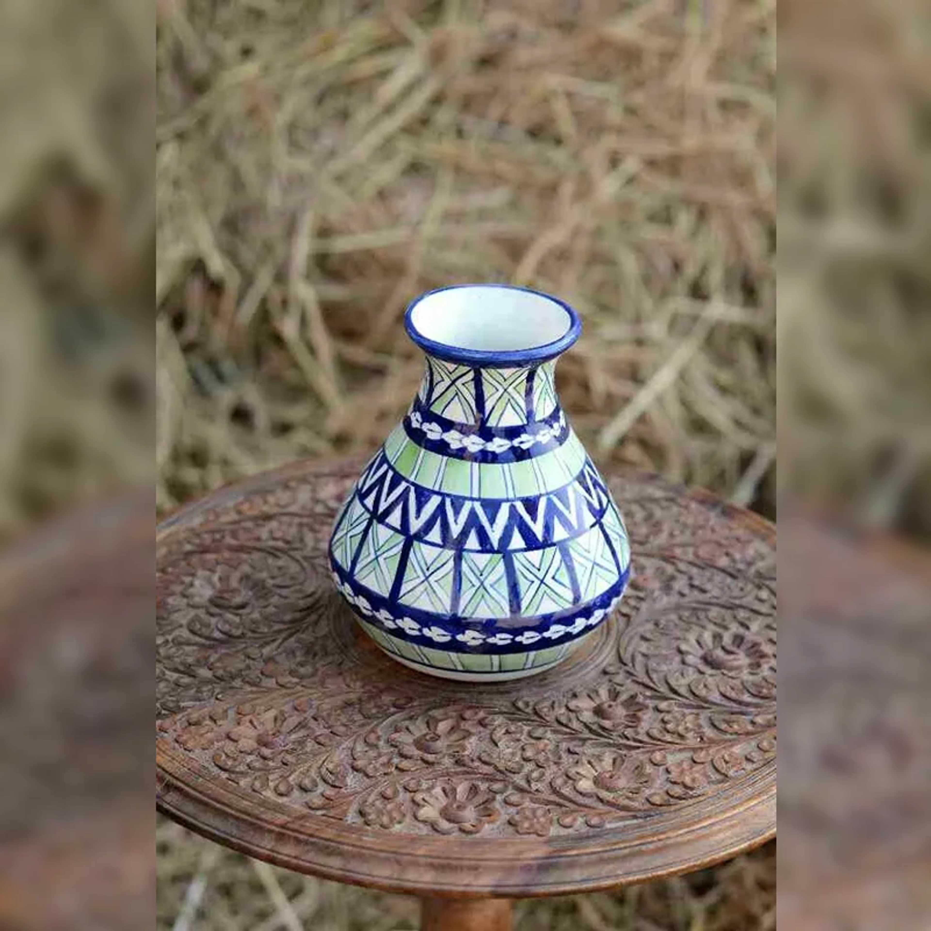 Ceramic Blue Pottery Vase Multani Art – Unique Designs - Product Main Image