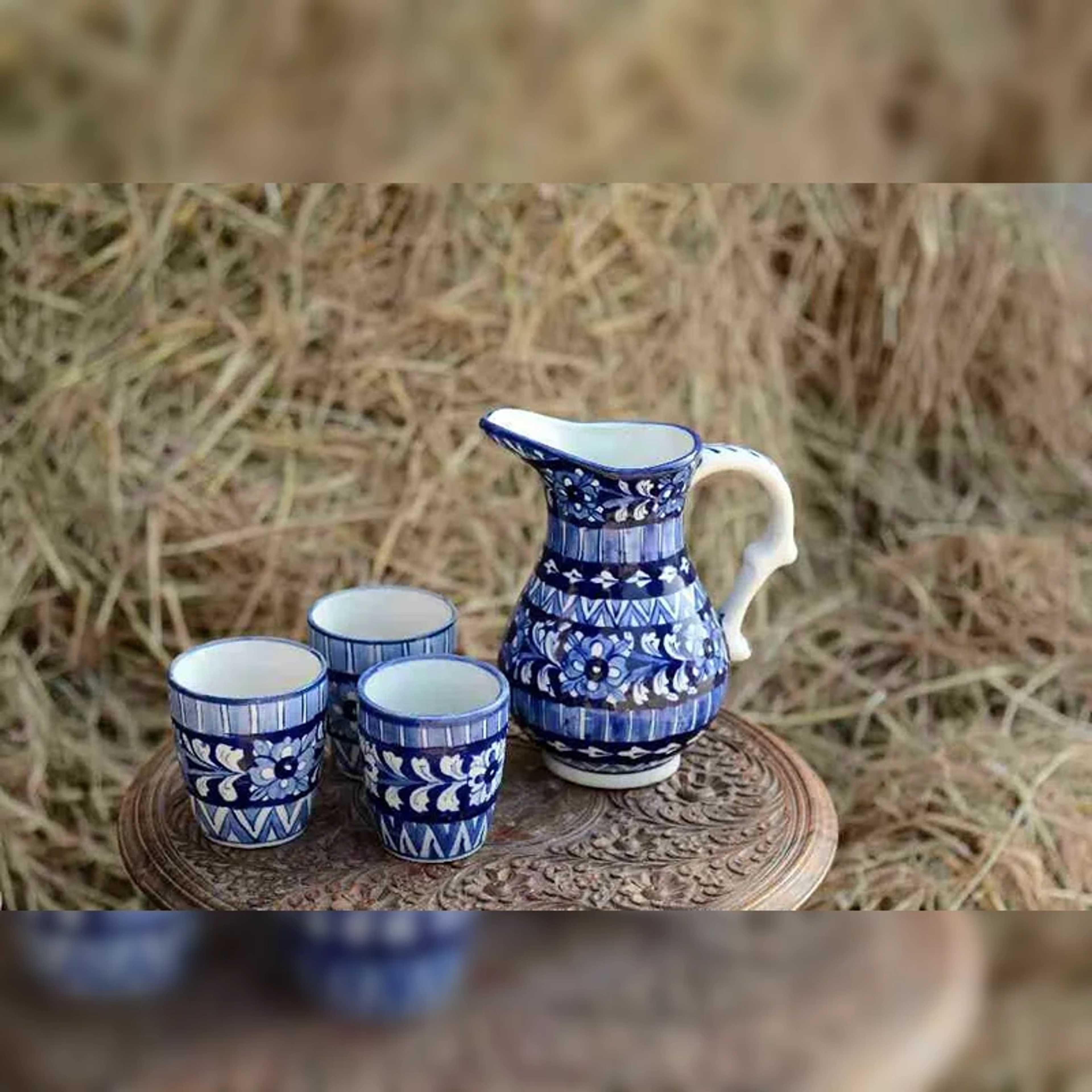 Blue Pottery Water Set – Elegance Meets Tradition - Product Main Image