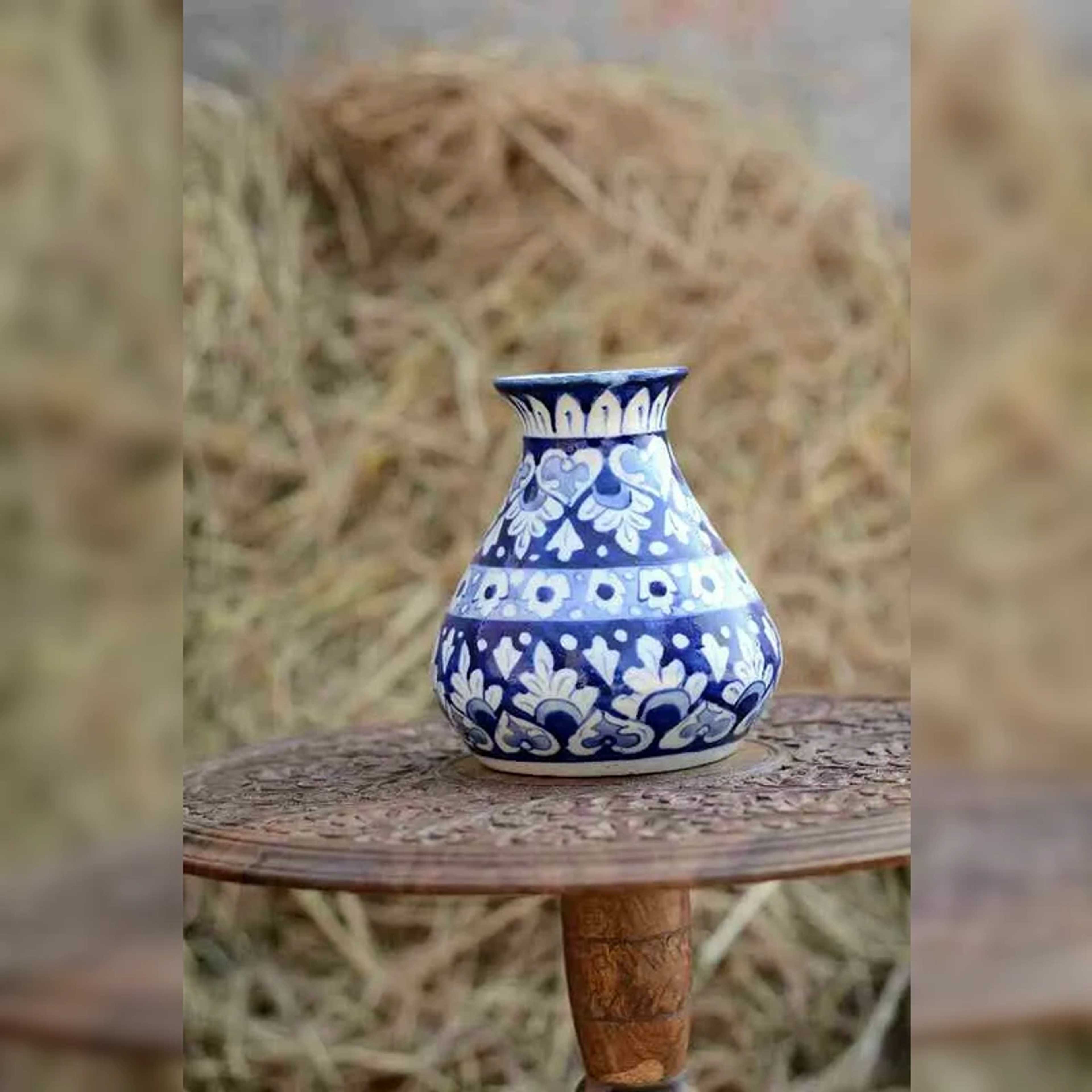 Blue Pottery Vase Multani Art – Unique Home Decor - Product Main Image