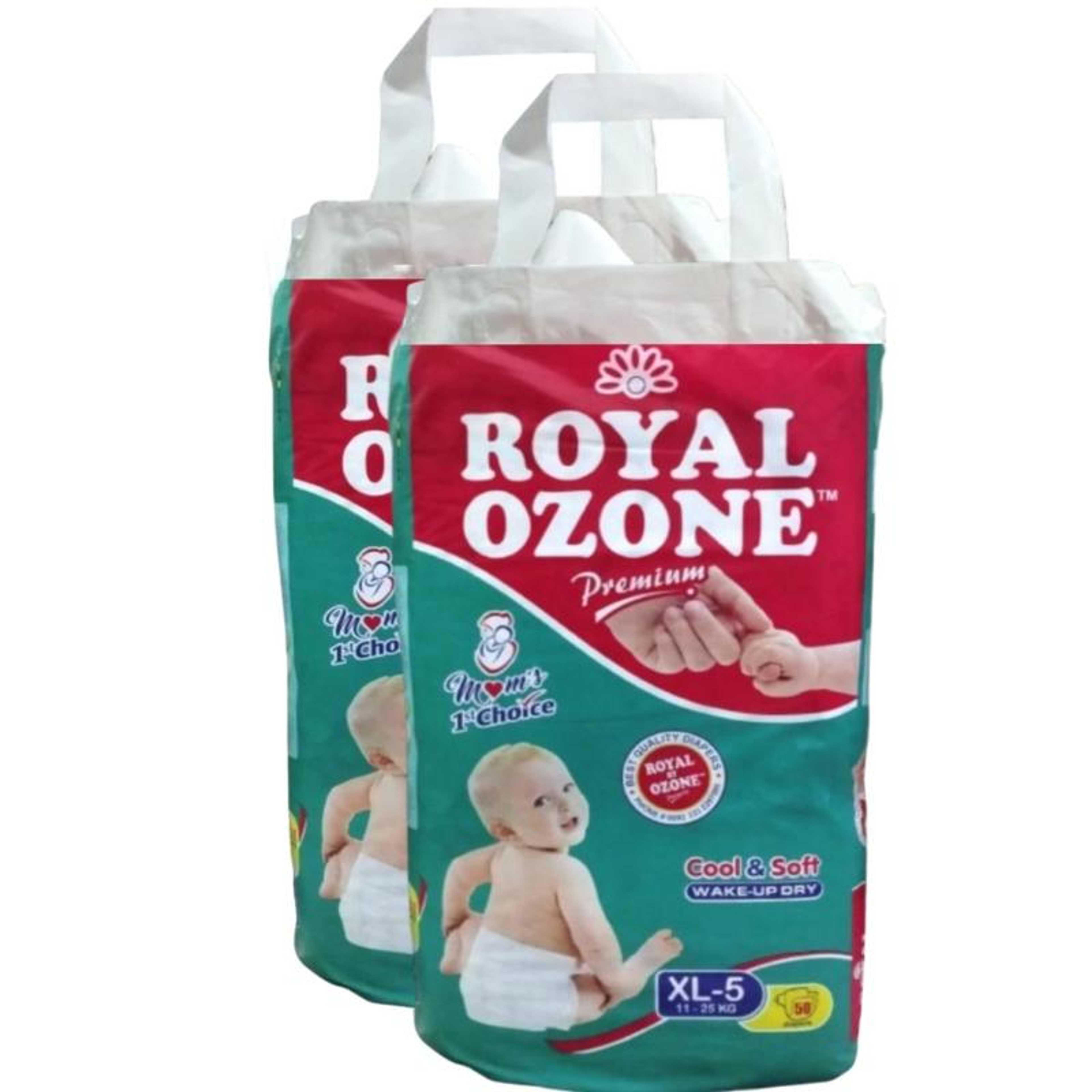 ROYAL Ozone Baby Diaper - XL Size 5 - 11-25kg - (Pack of 2) Each pack50pcs